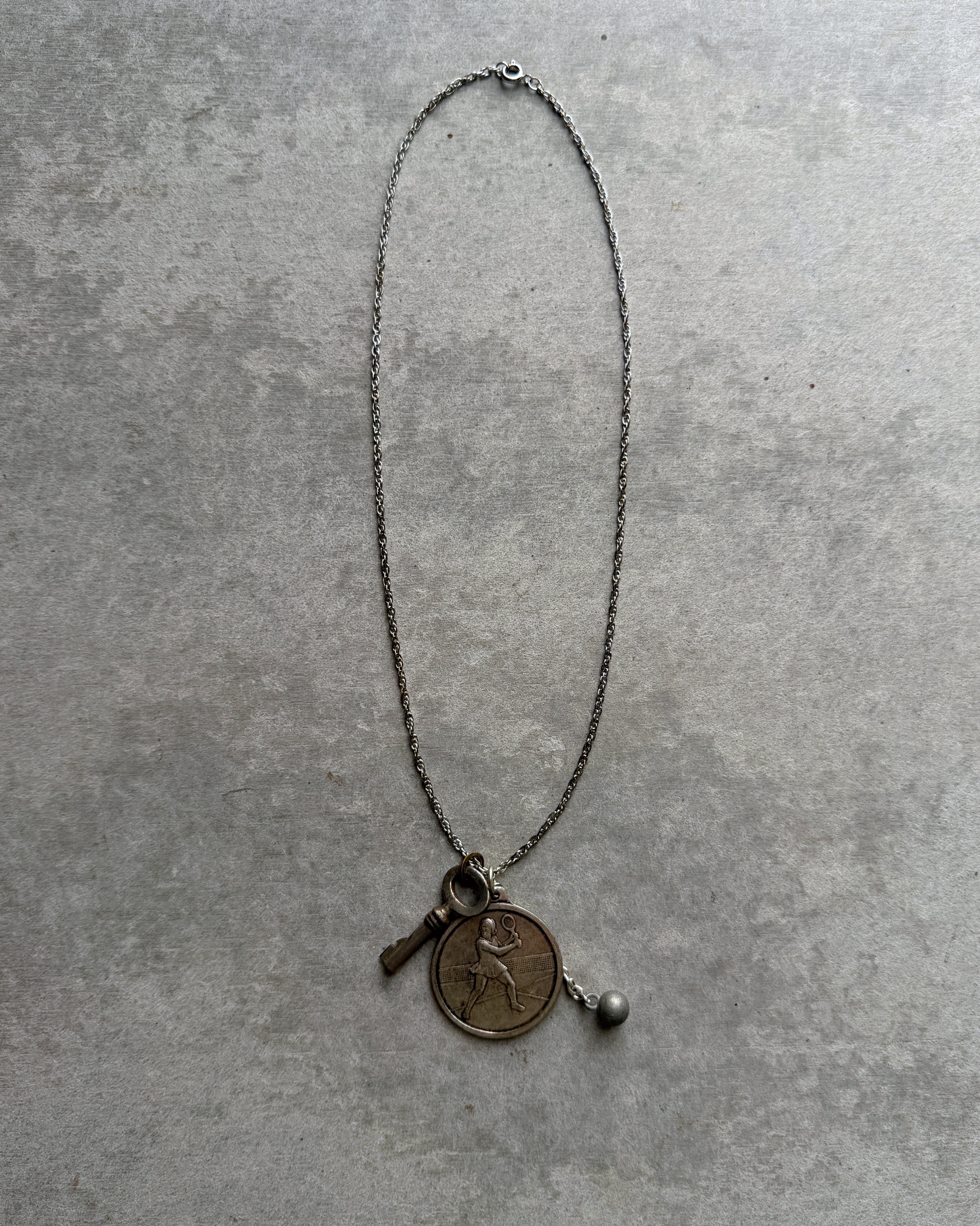 modern marcel : vintage tennis medallion pendant necklace