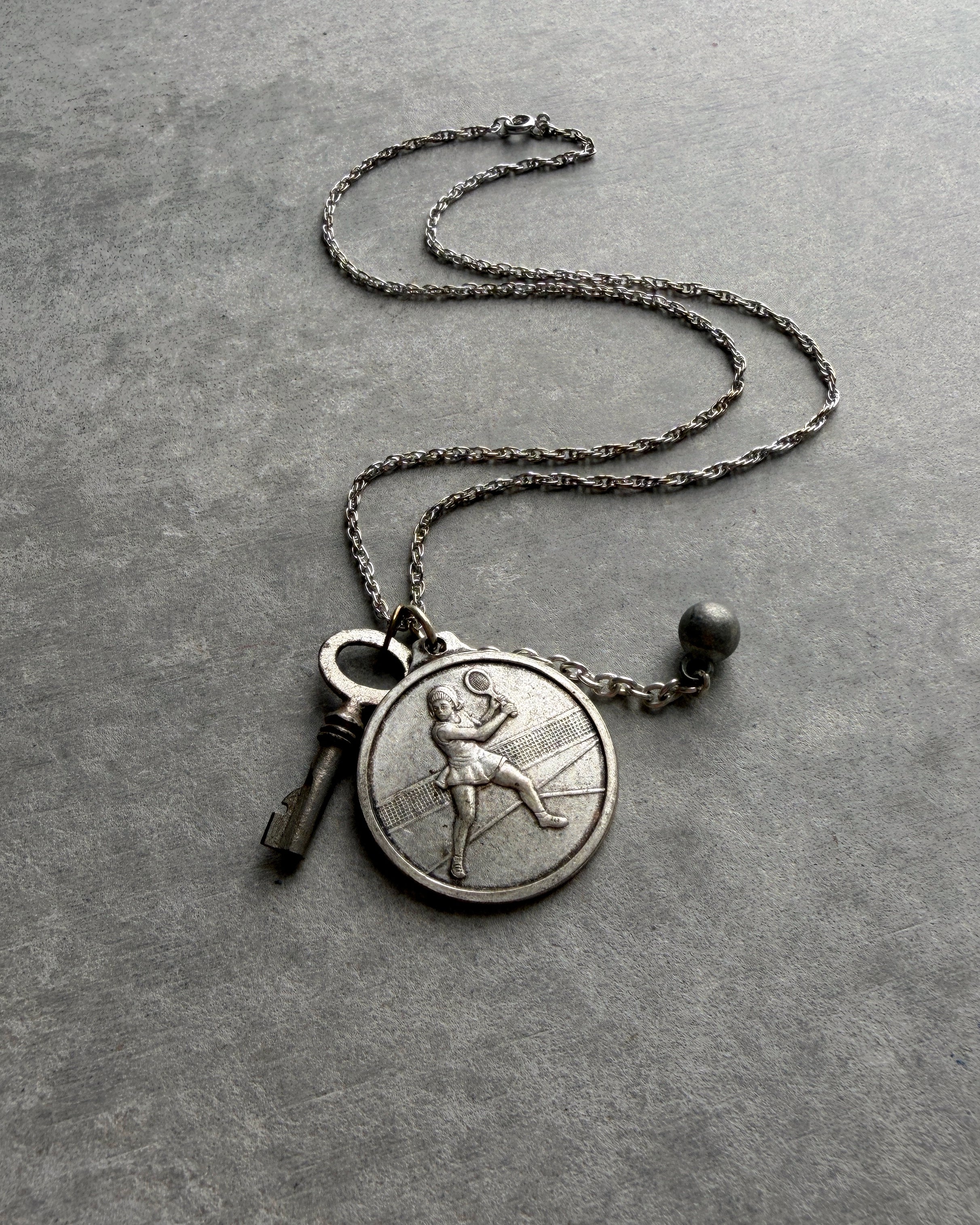 modern marcel : vintage tennis medallion pendant necklace