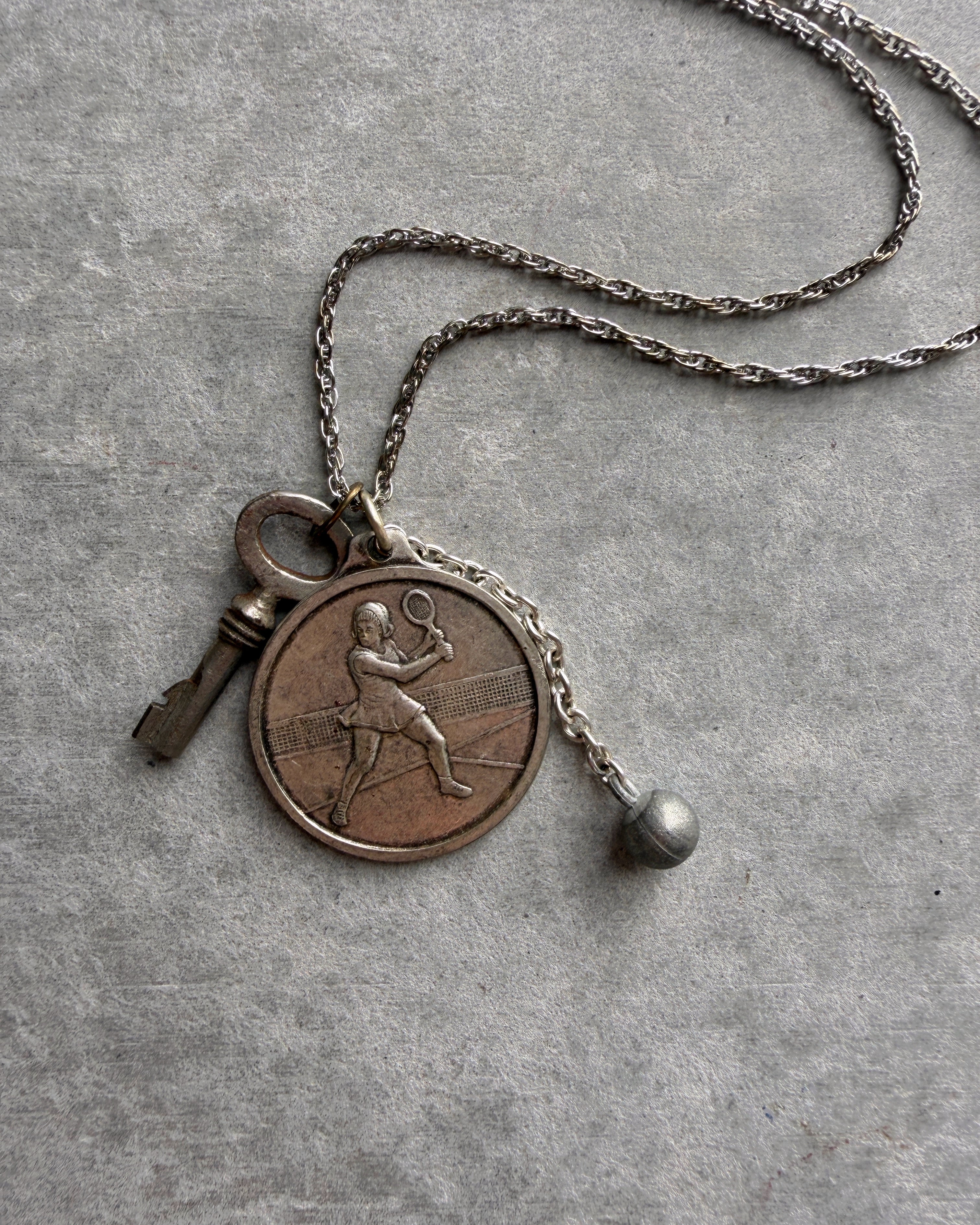 modern marcel : vintage tennis medallion pendant necklace