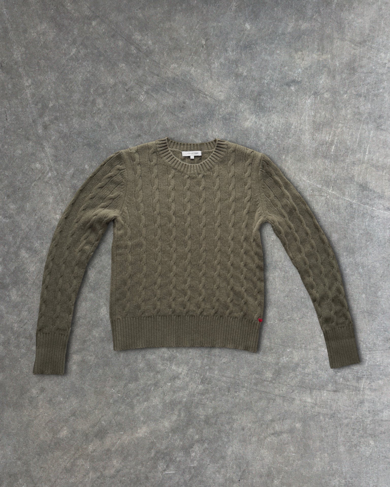 cashmerism : cable knit crew pullover in avocado