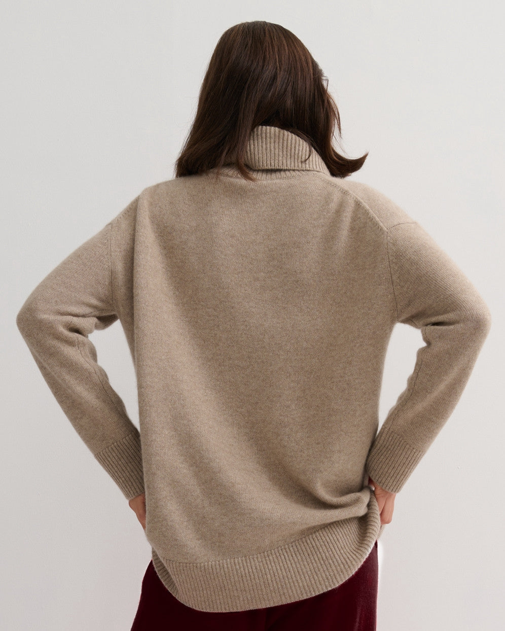 cashmerism : oversized rollneck pullover in shiitake