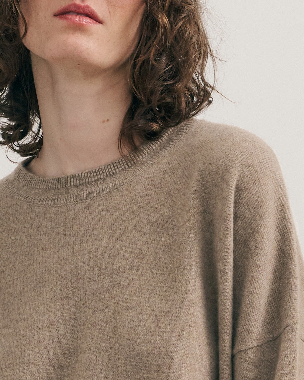 cashmerism : relaxed crew neck pullover in shiitake