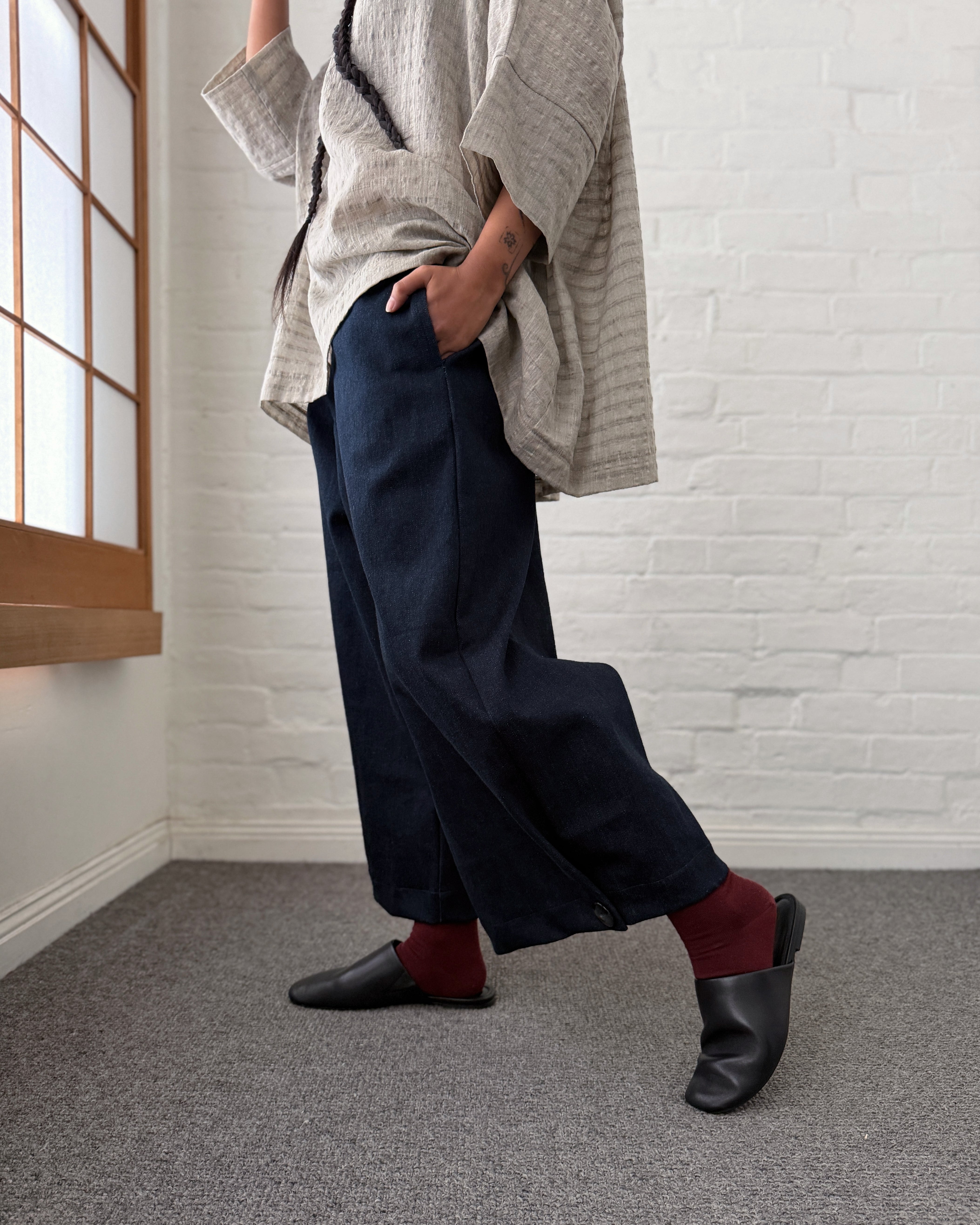 LJ struthers : denim wide leg pants
