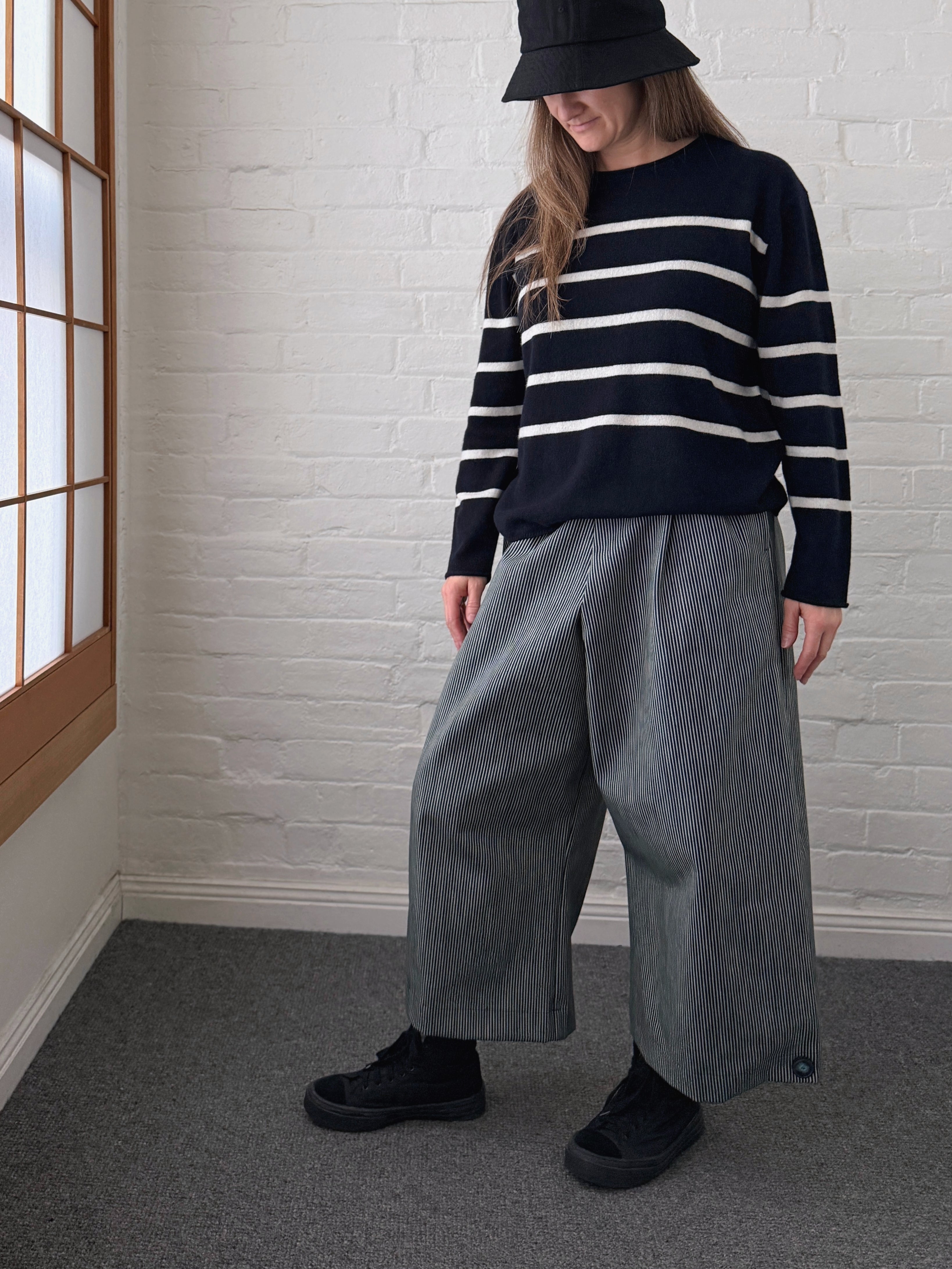 LJ struthers : striped japanese denim pants