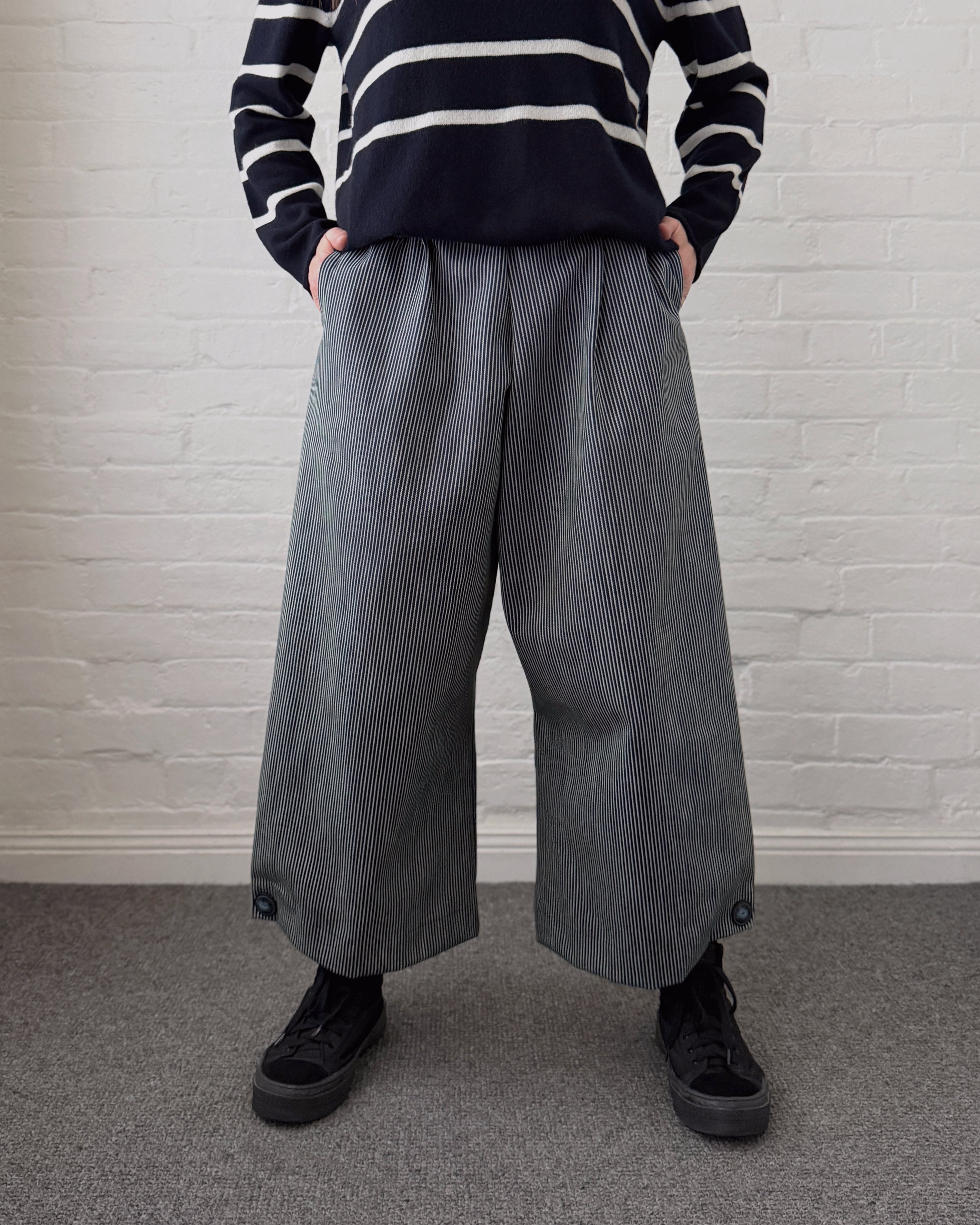 LJ struthers : striped japanese denim pants