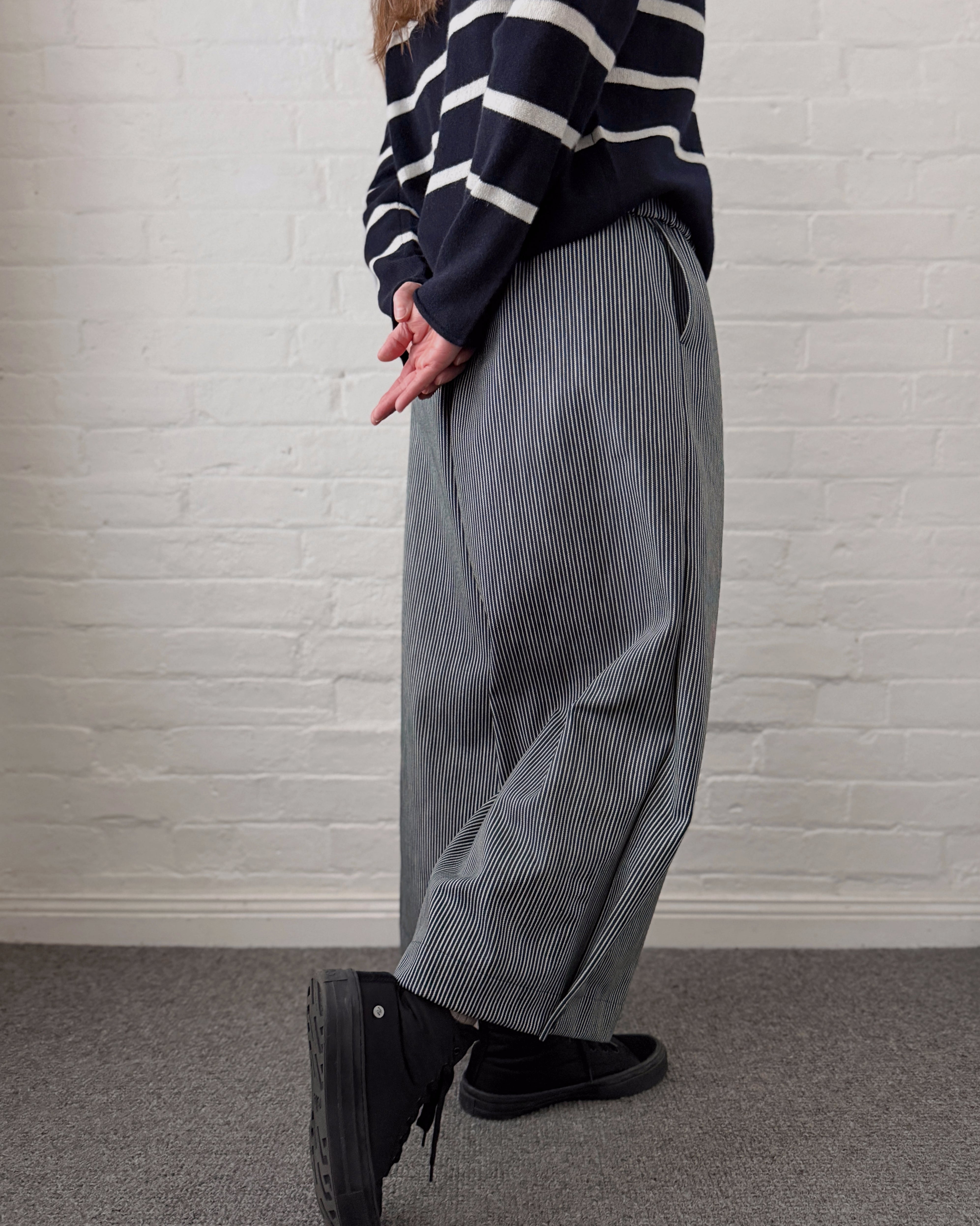 LJ struthers : striped japanese denim pants