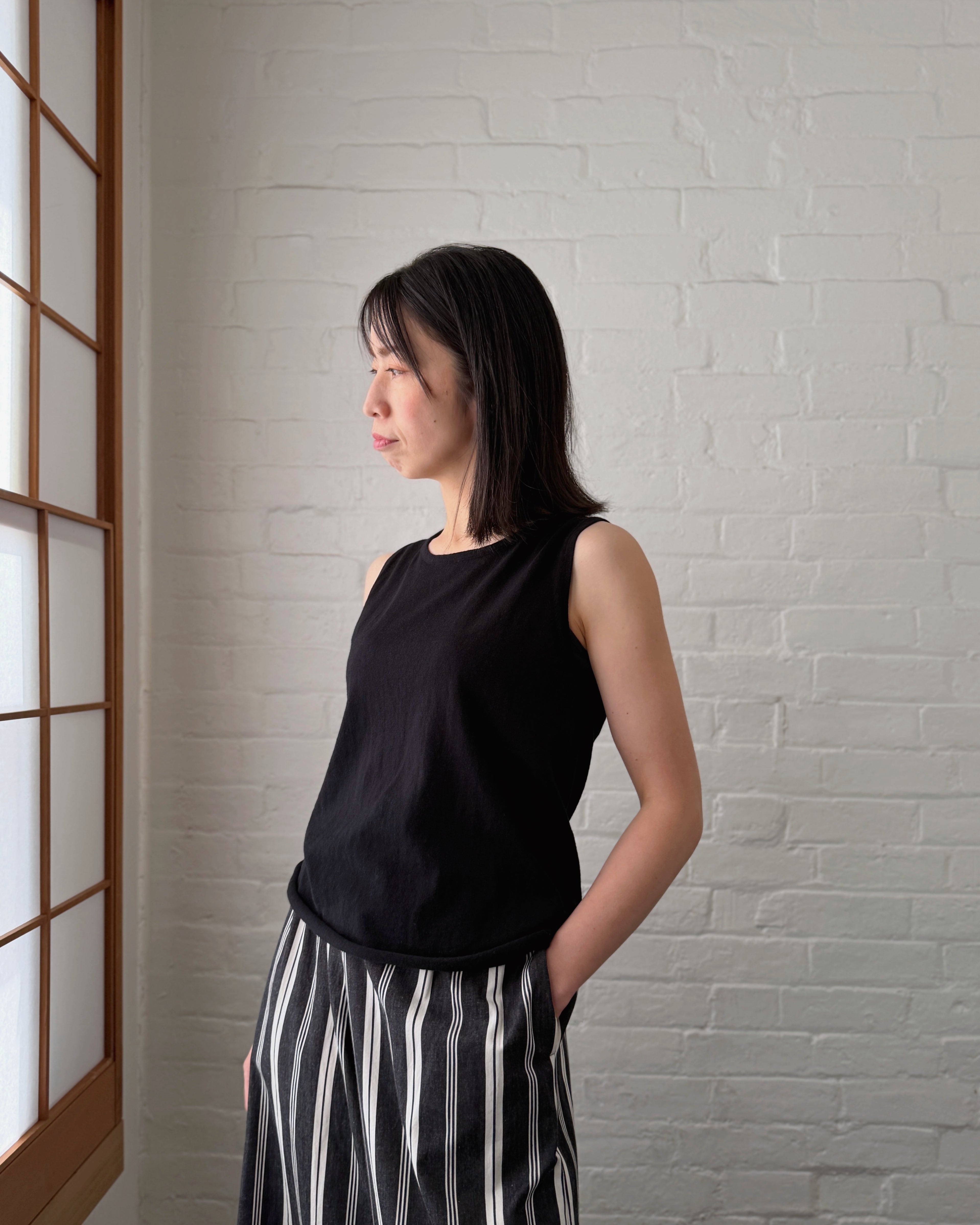 cashmerism : cotton cashmere tank top in black