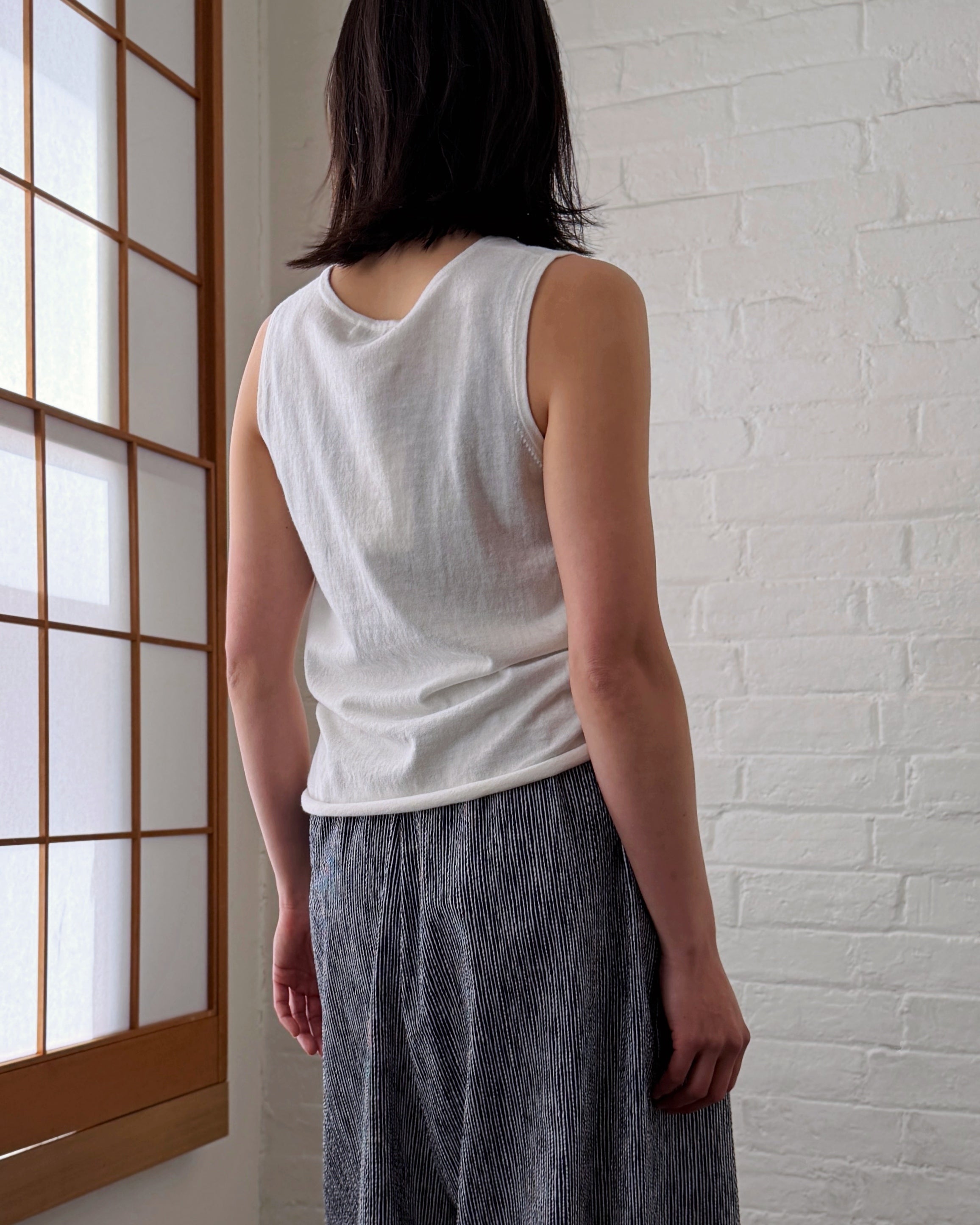 cashmerism : cotton cashmere tank top in pearl white