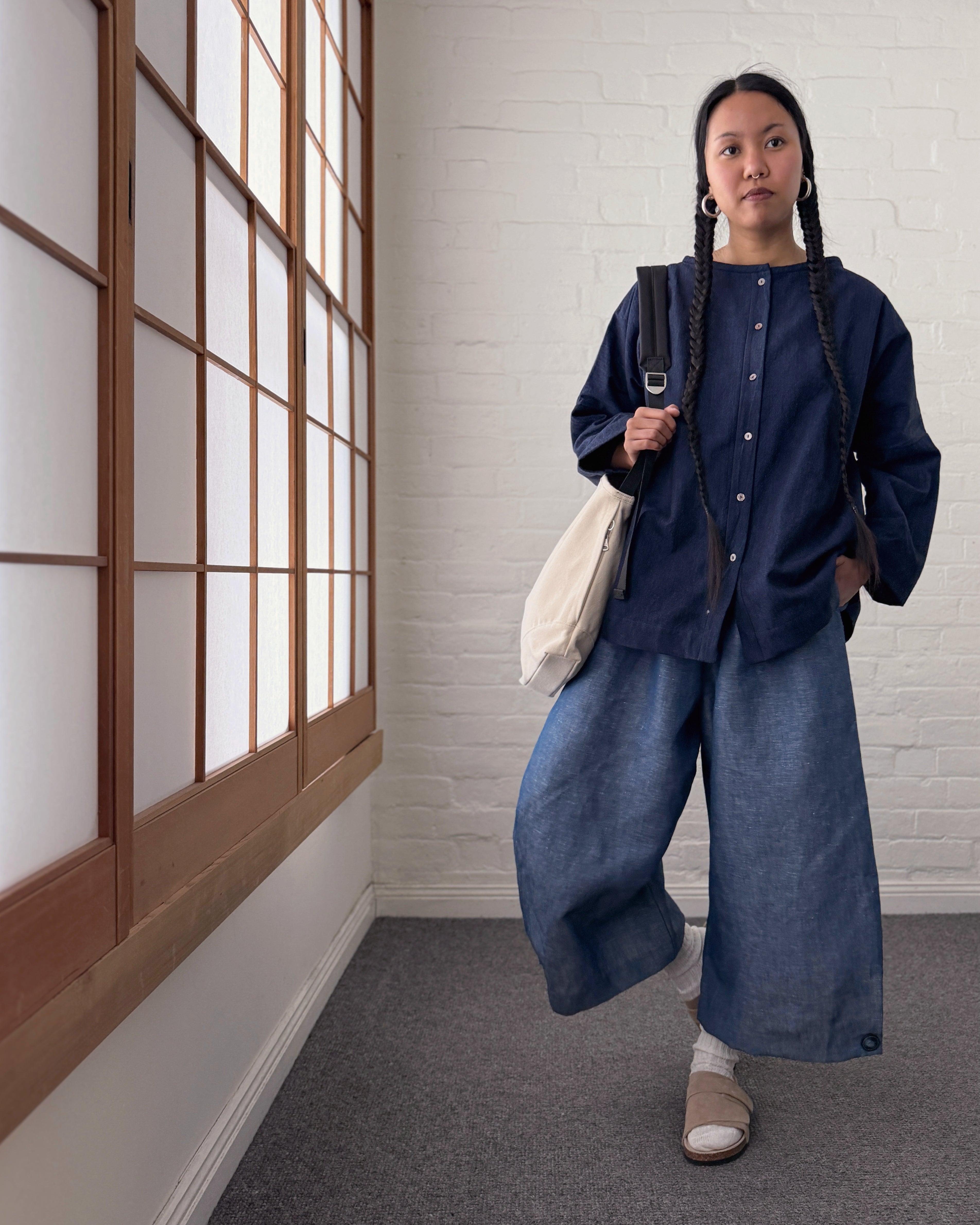 LJ struthers : chambray wide leg pants