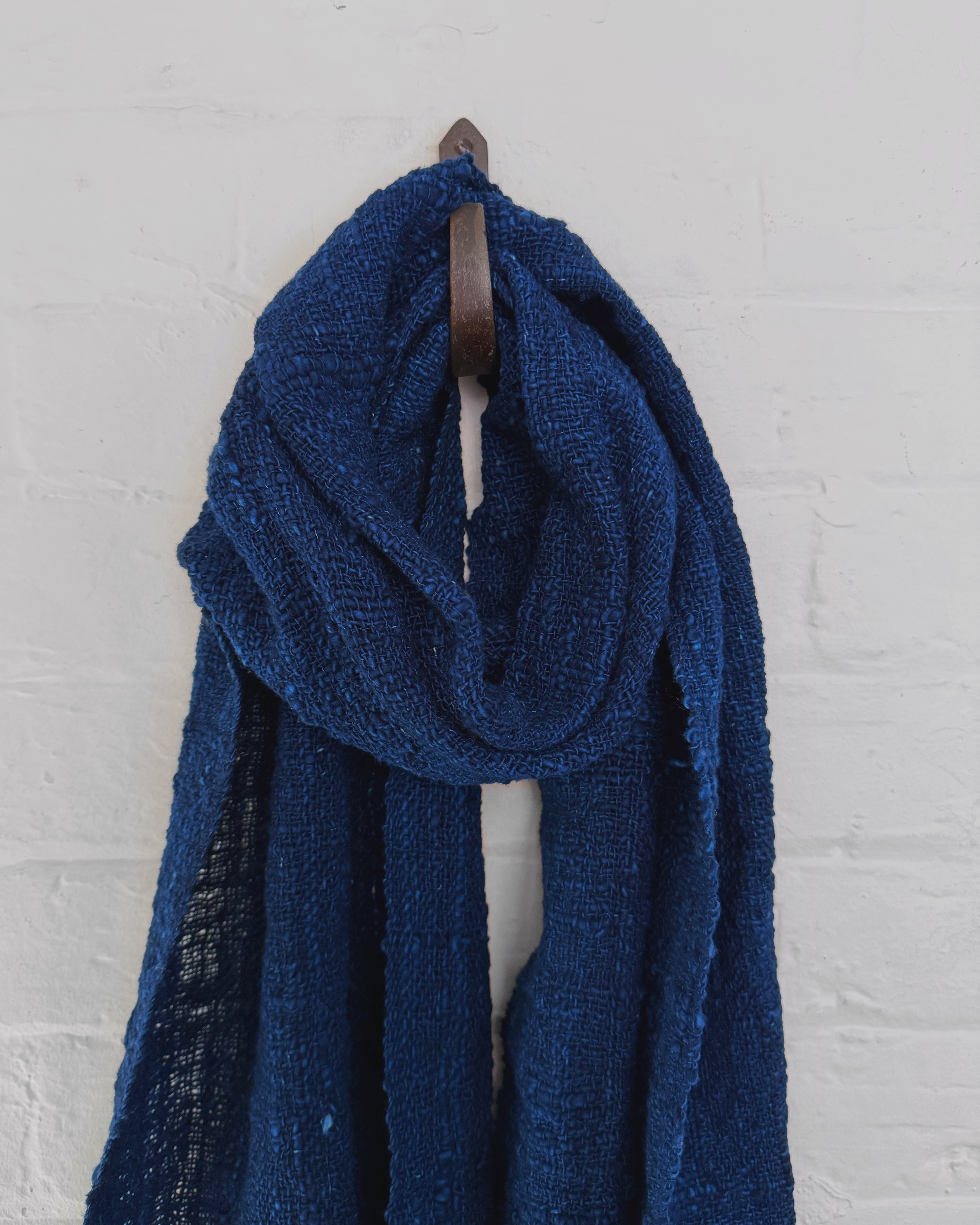 indigo dyed hand woven scarf