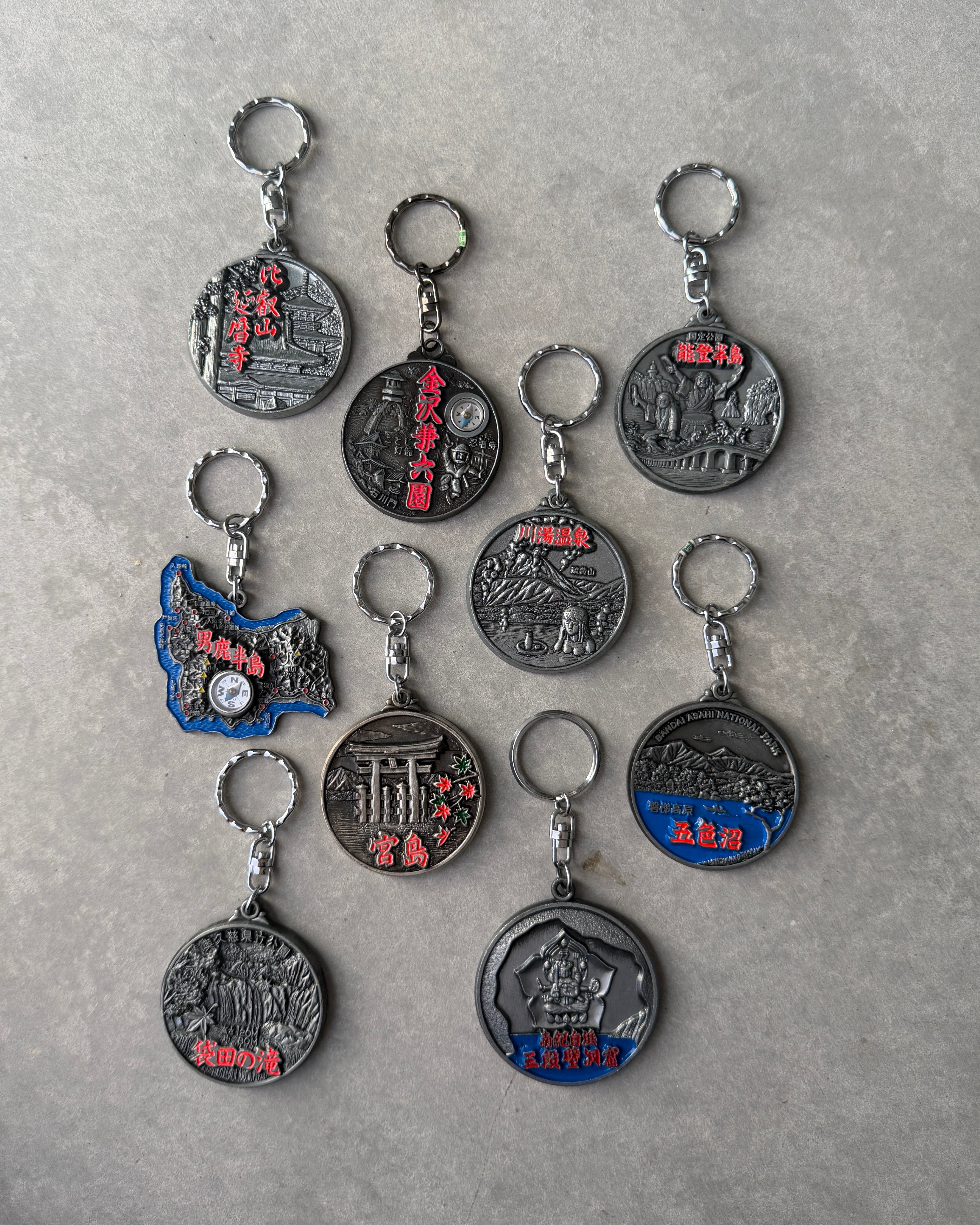 vintage Japanese compass key rings