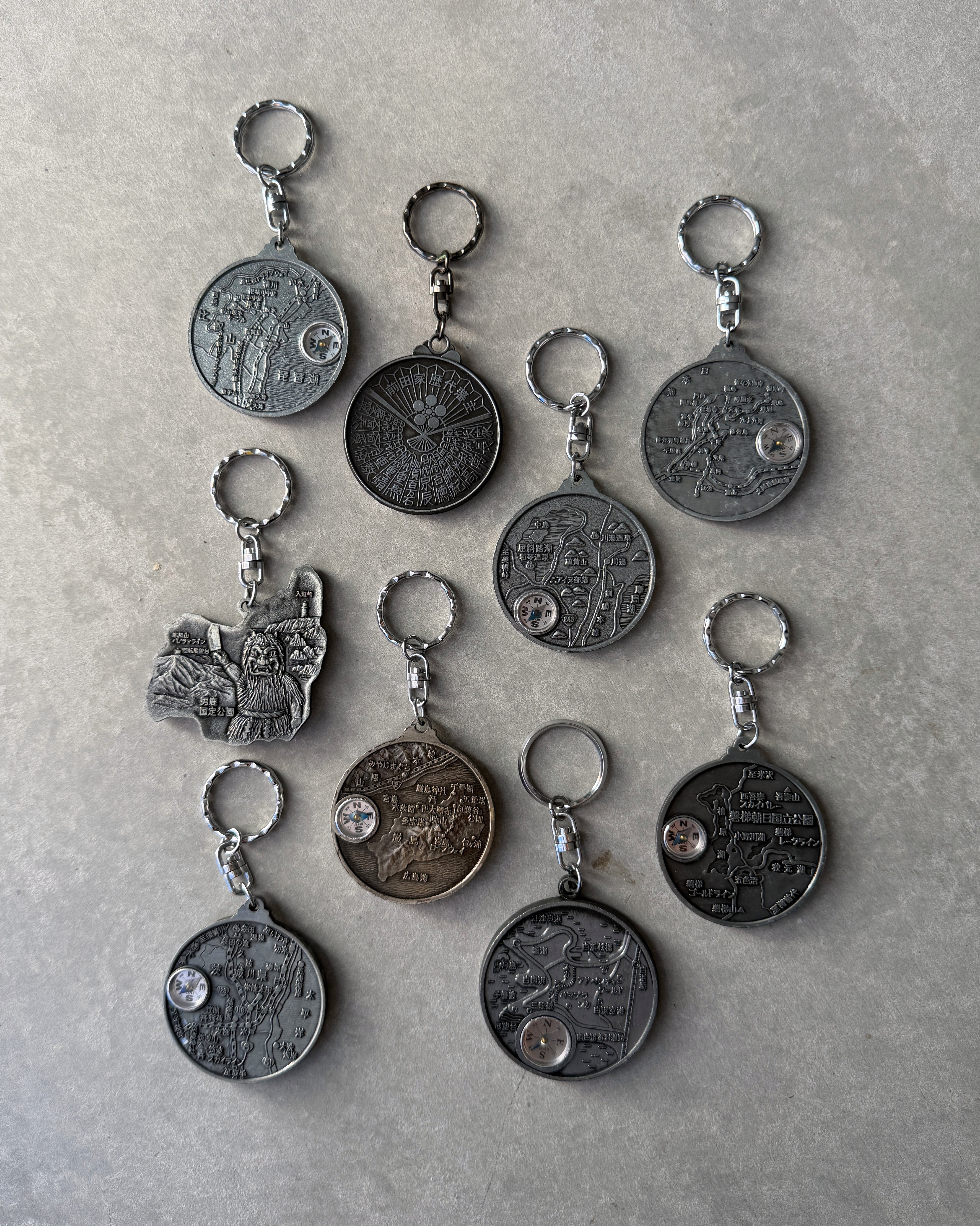 vintage Japanese compass key rings