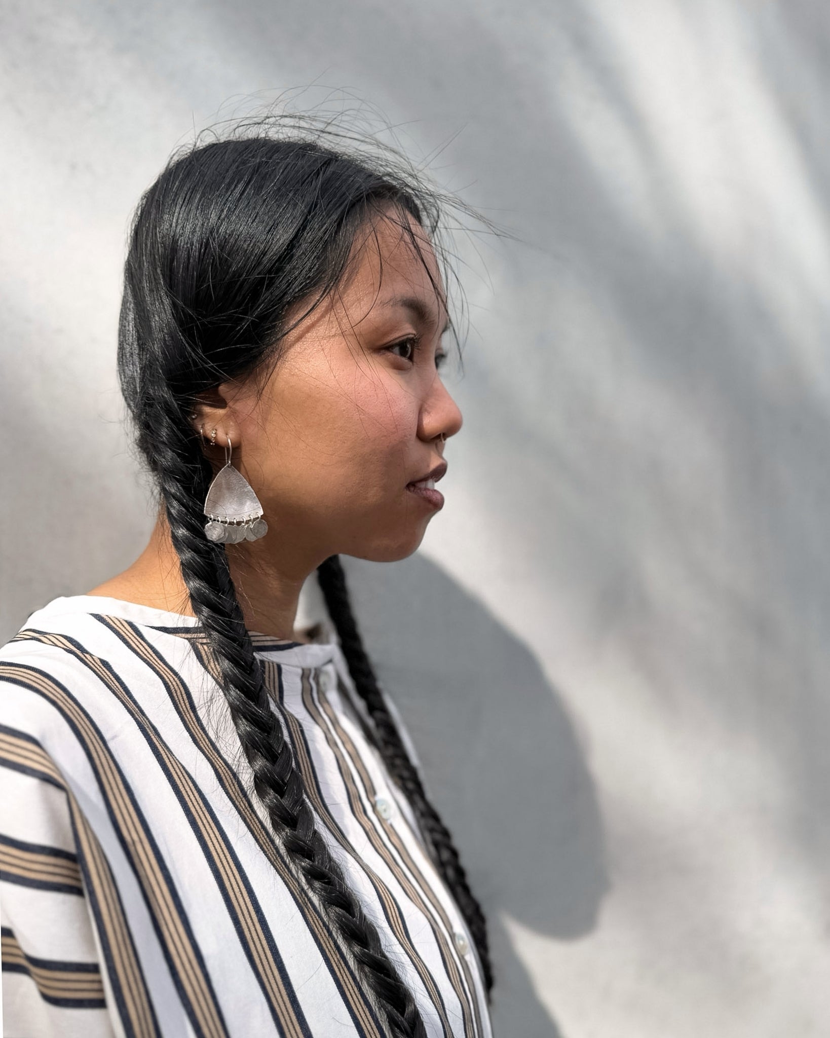 Ewa : large silver biak earrings