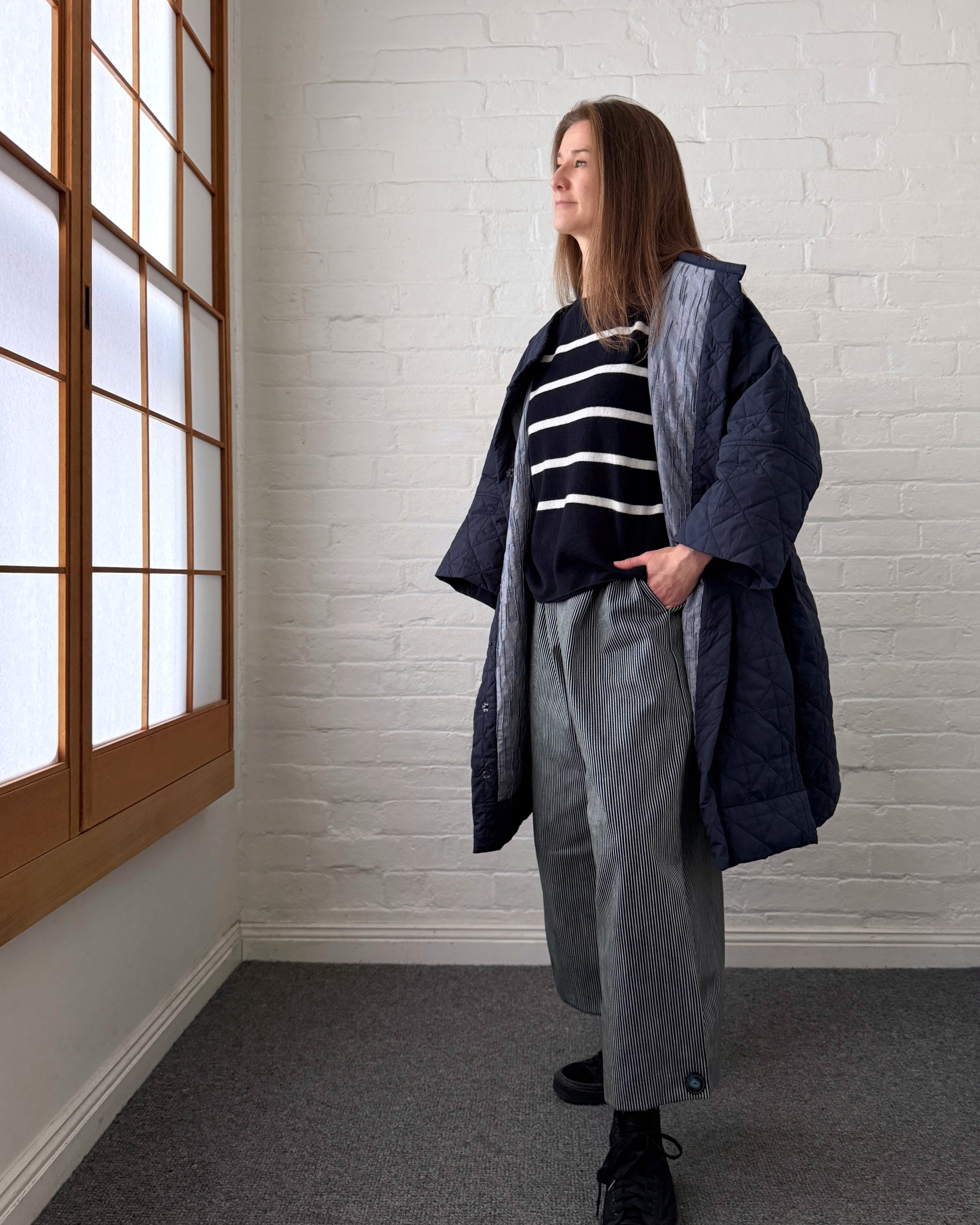 LJ struthers : striped japanese denim pants