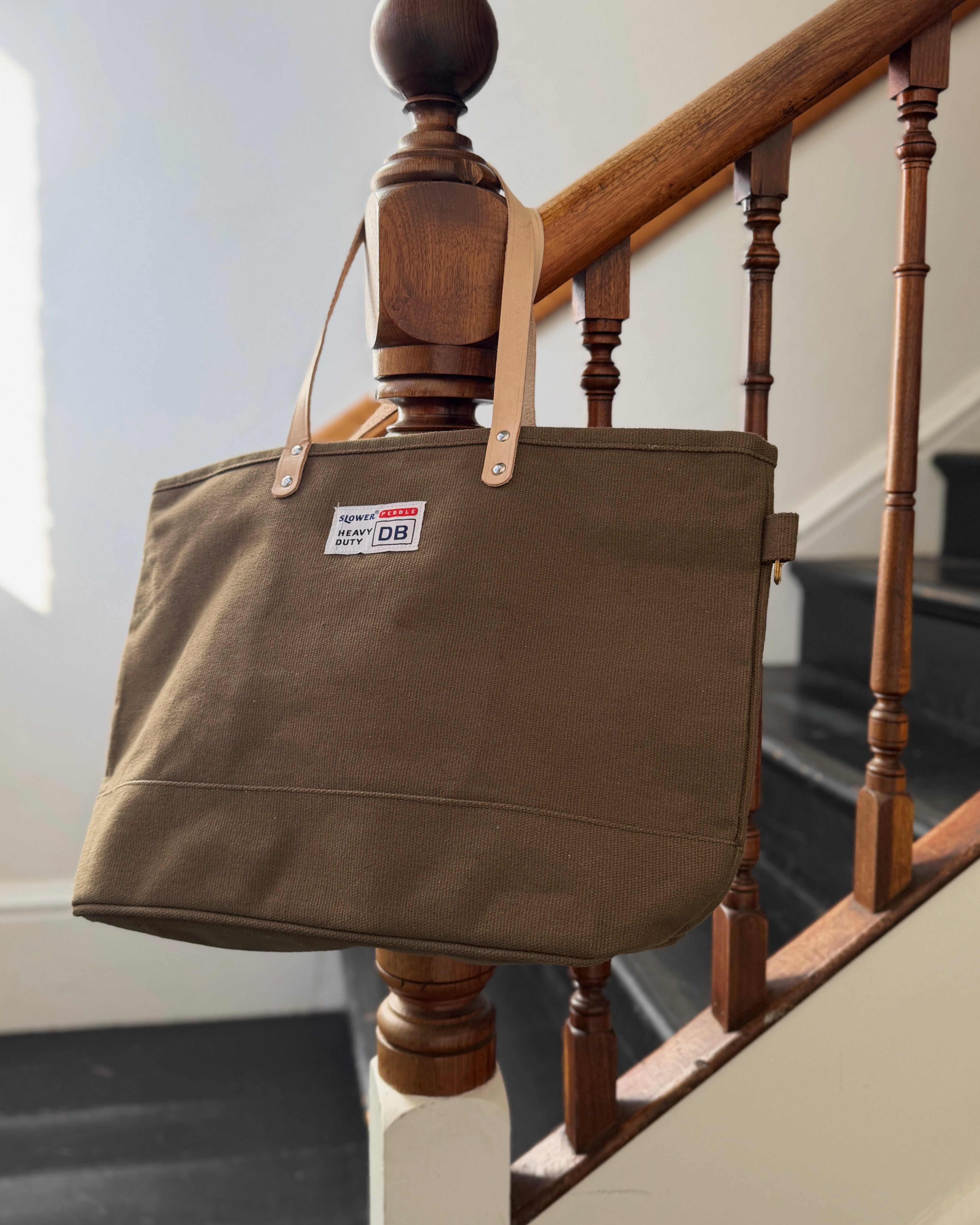 canvas tote bag in olive