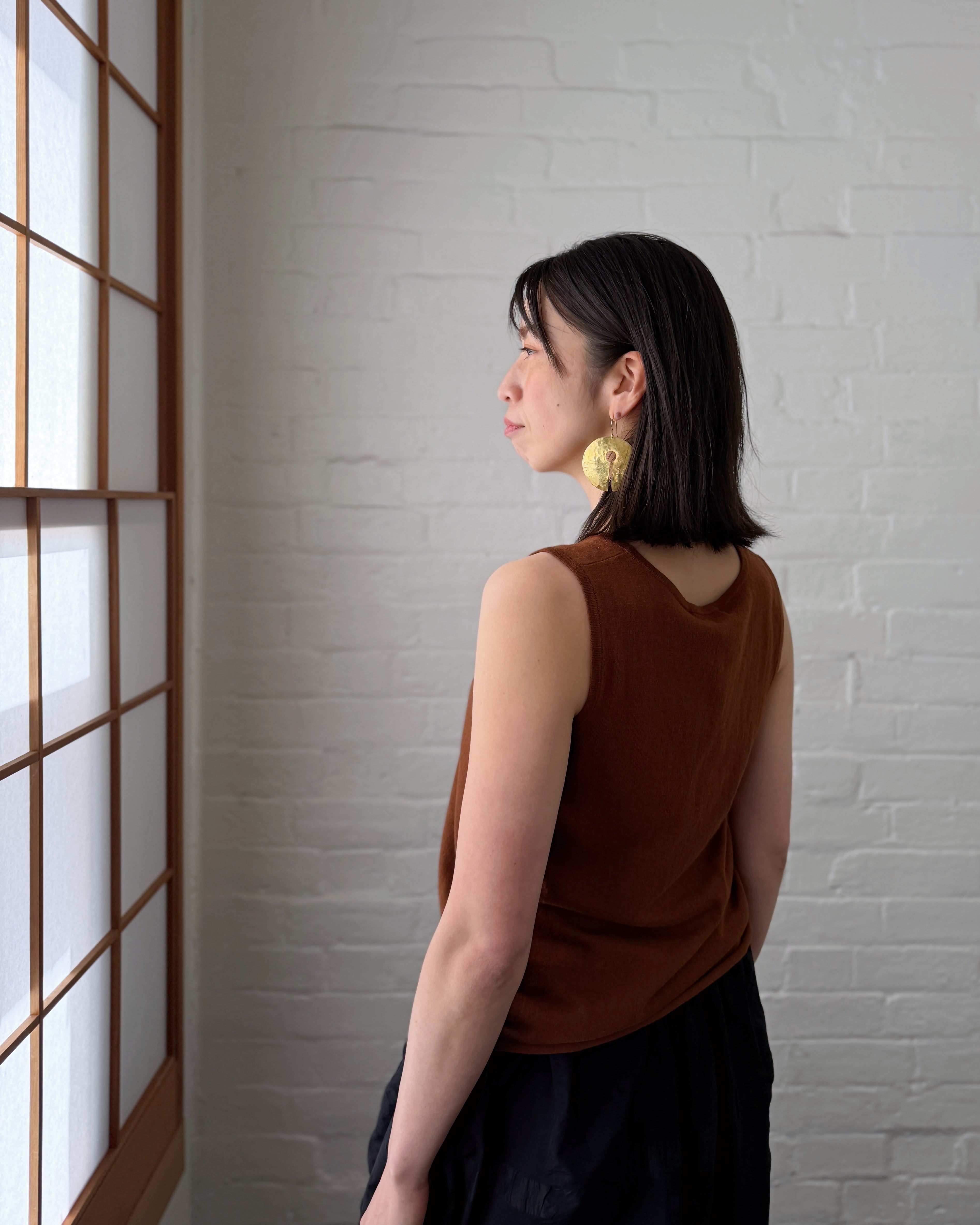 cashmerism : cotton cashmere tank top in burnt caramel