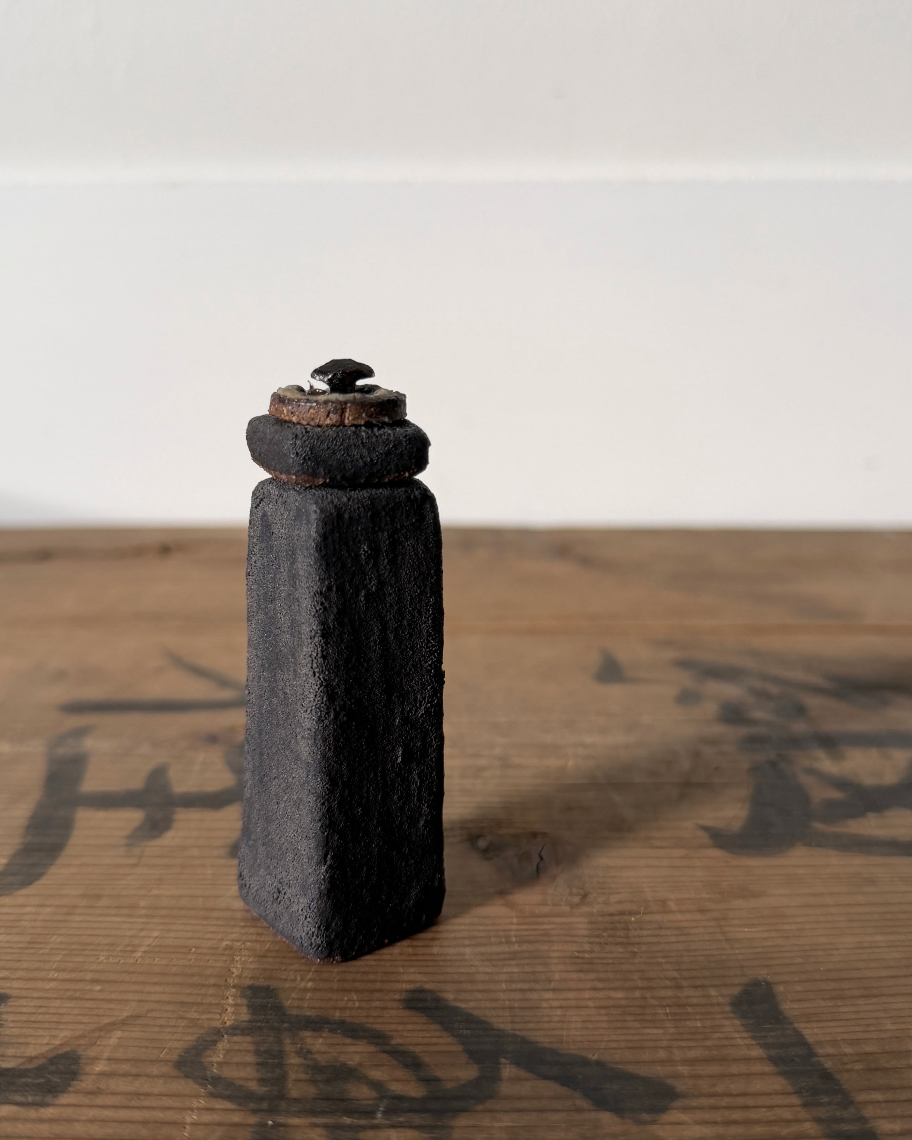 Scribed by Jo Reid-Speirs : lidded ceramic vase