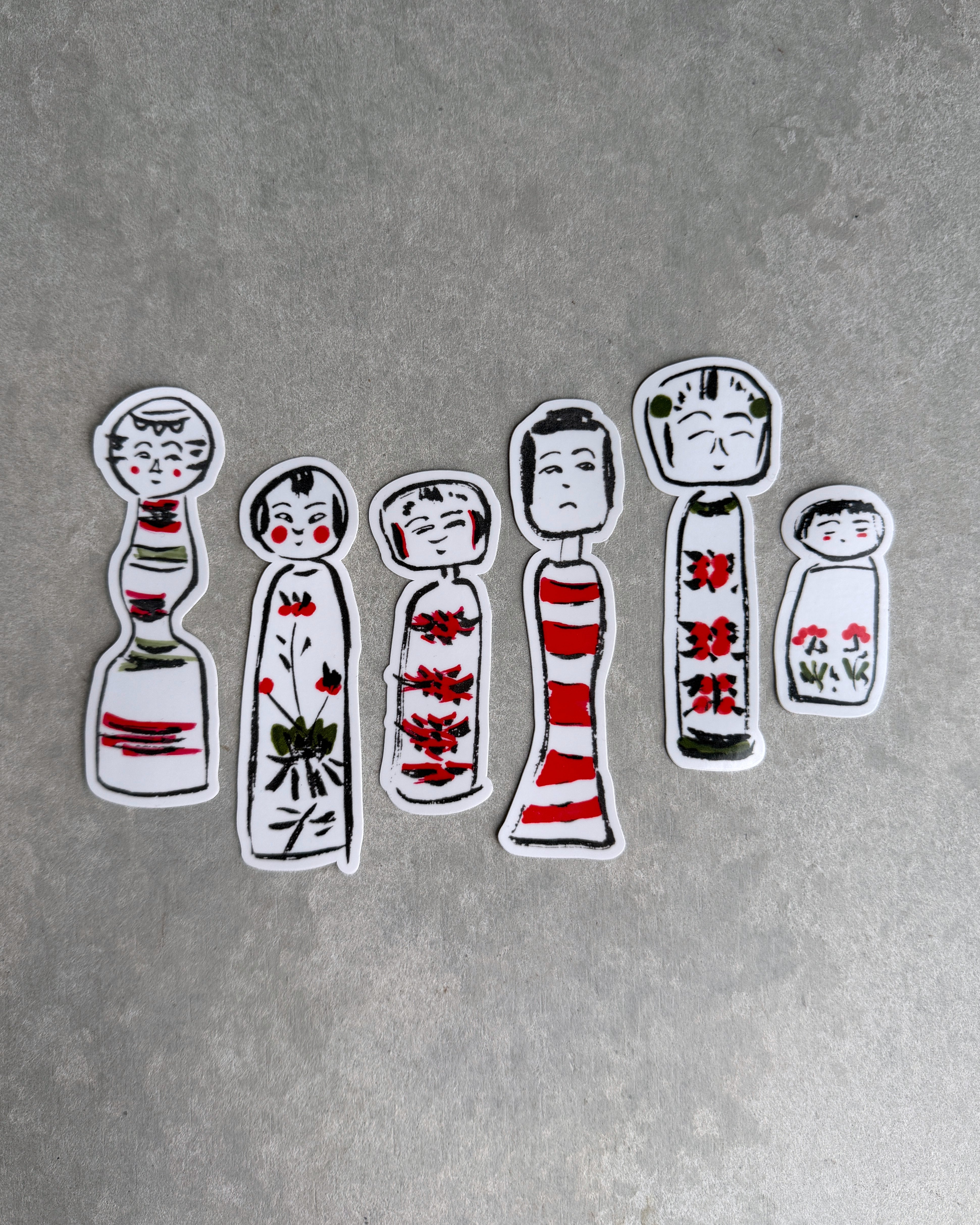 kiku print : kokeshi stickers