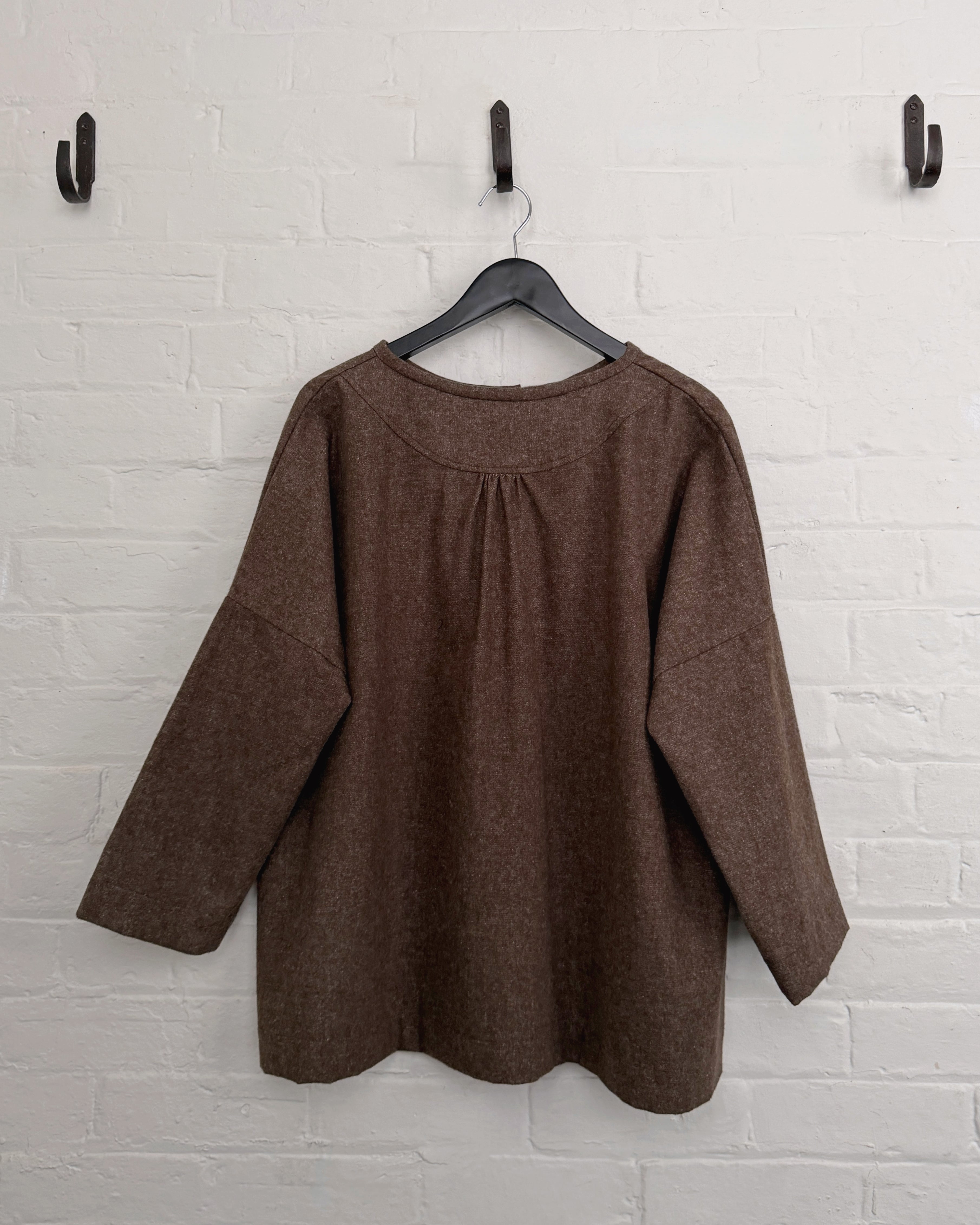 LJ struthers : collarless brushed cotton shirt