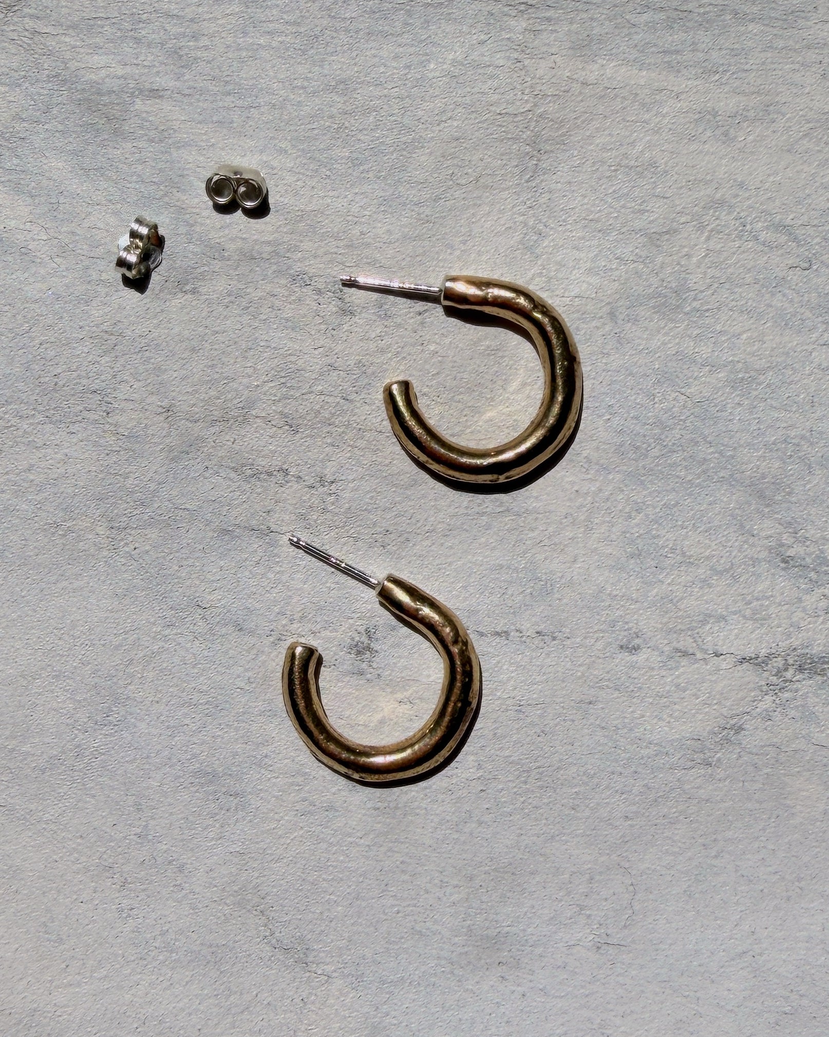 Maggi Blue : brass small hoop earrings