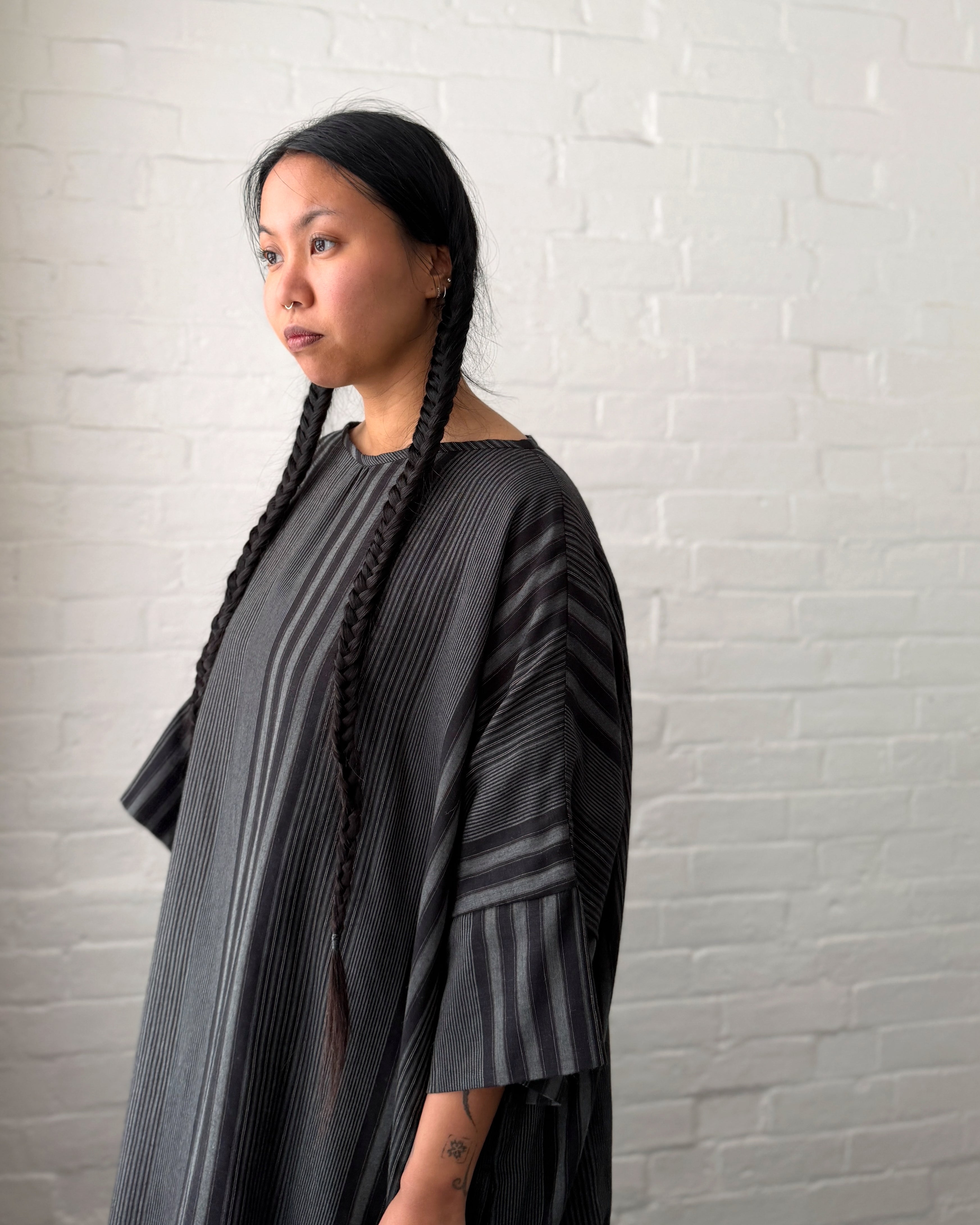 LJ struthers : striped cotton quadro dress