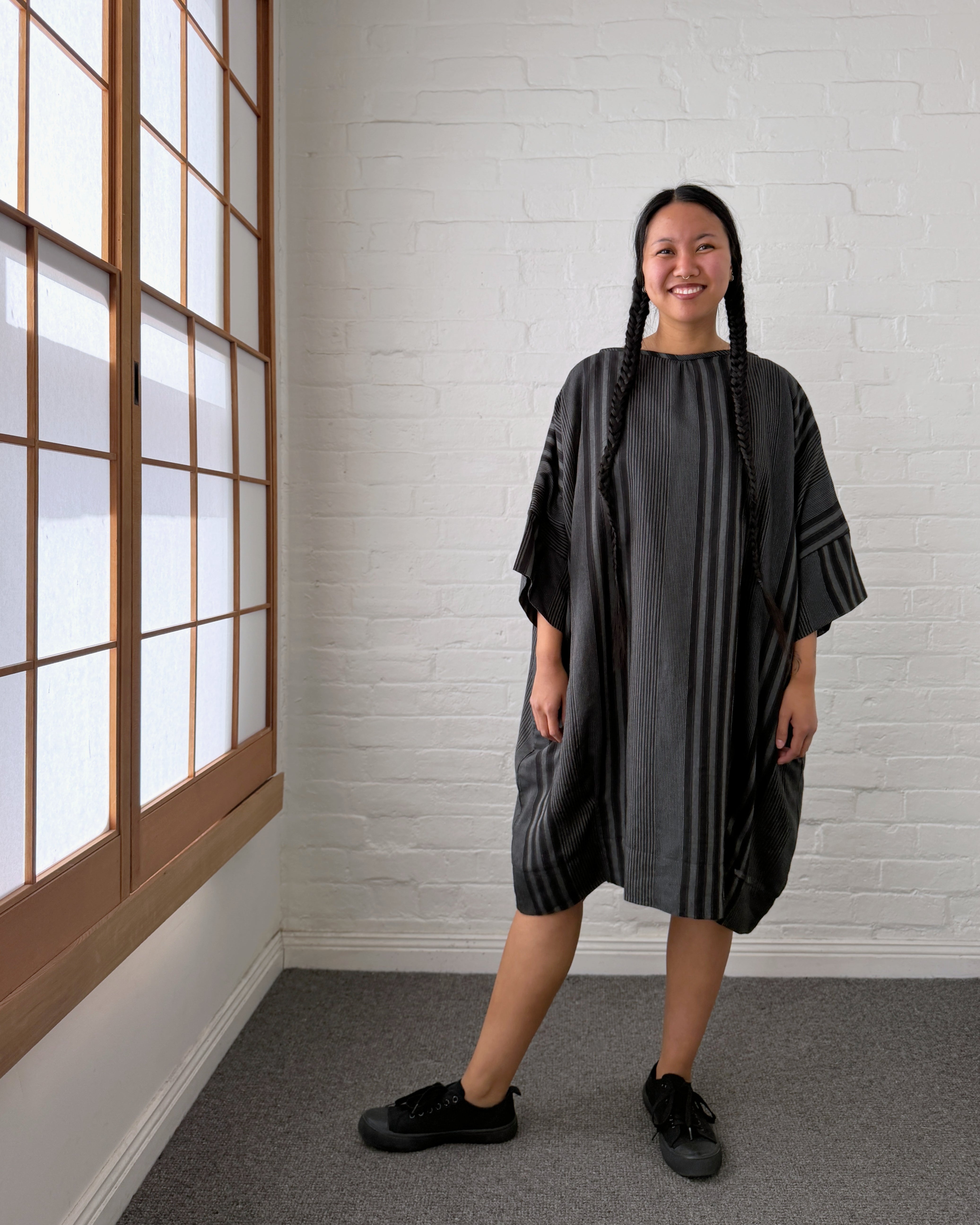 LJ struthers : striped cotton quadro dress