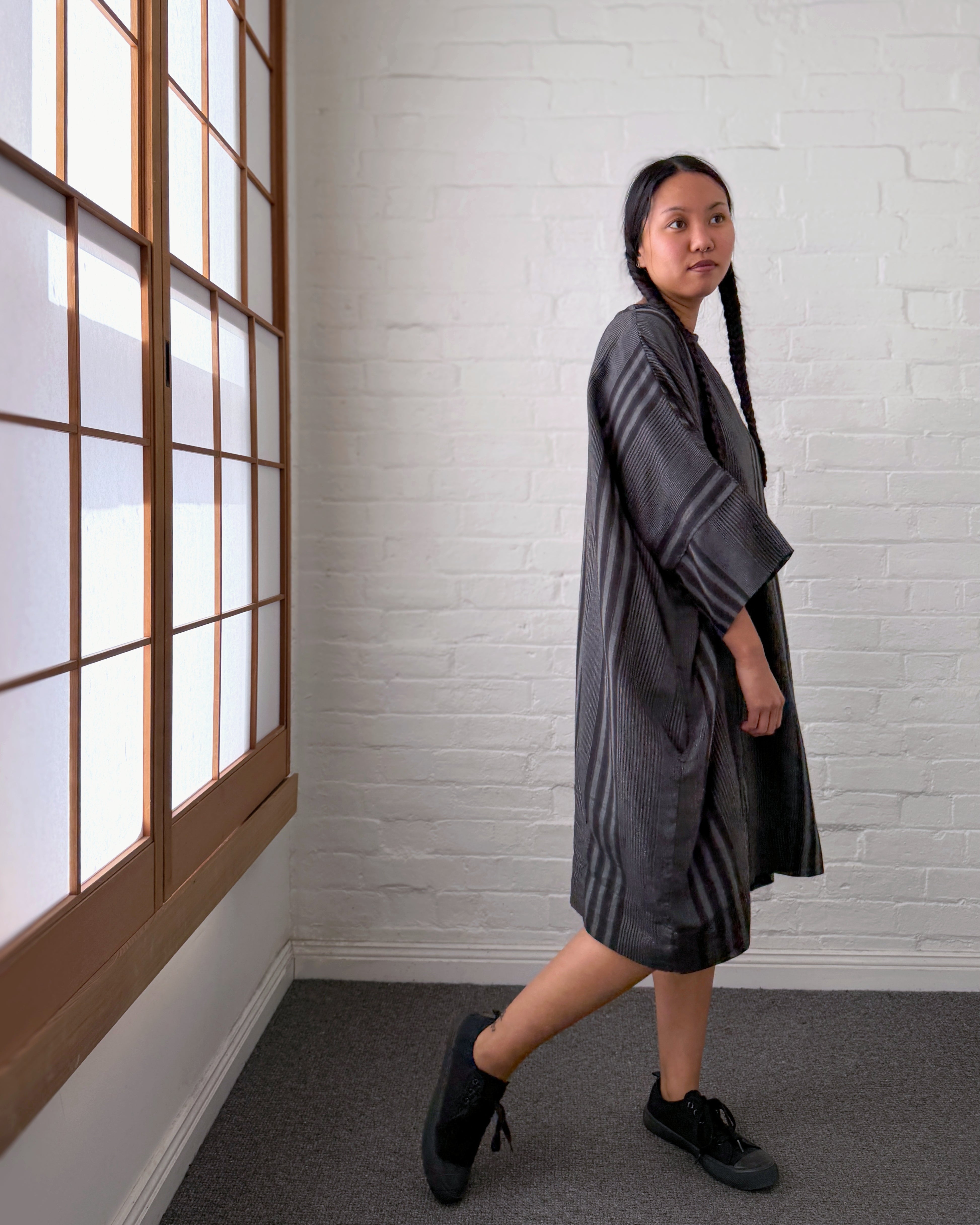 LJ struthers : striped cotton quadro dress