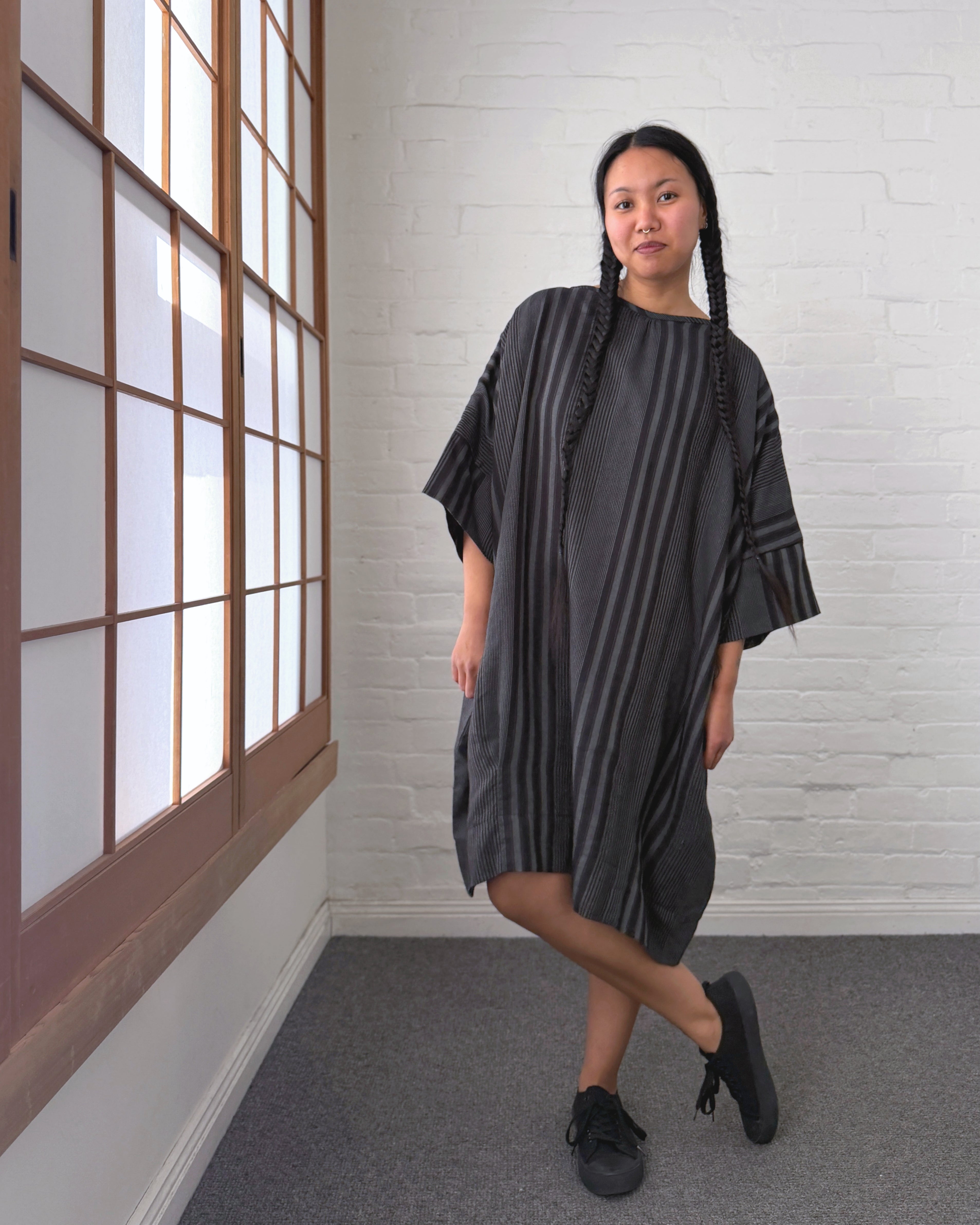 LJ struthers : striped cotton quadro dress