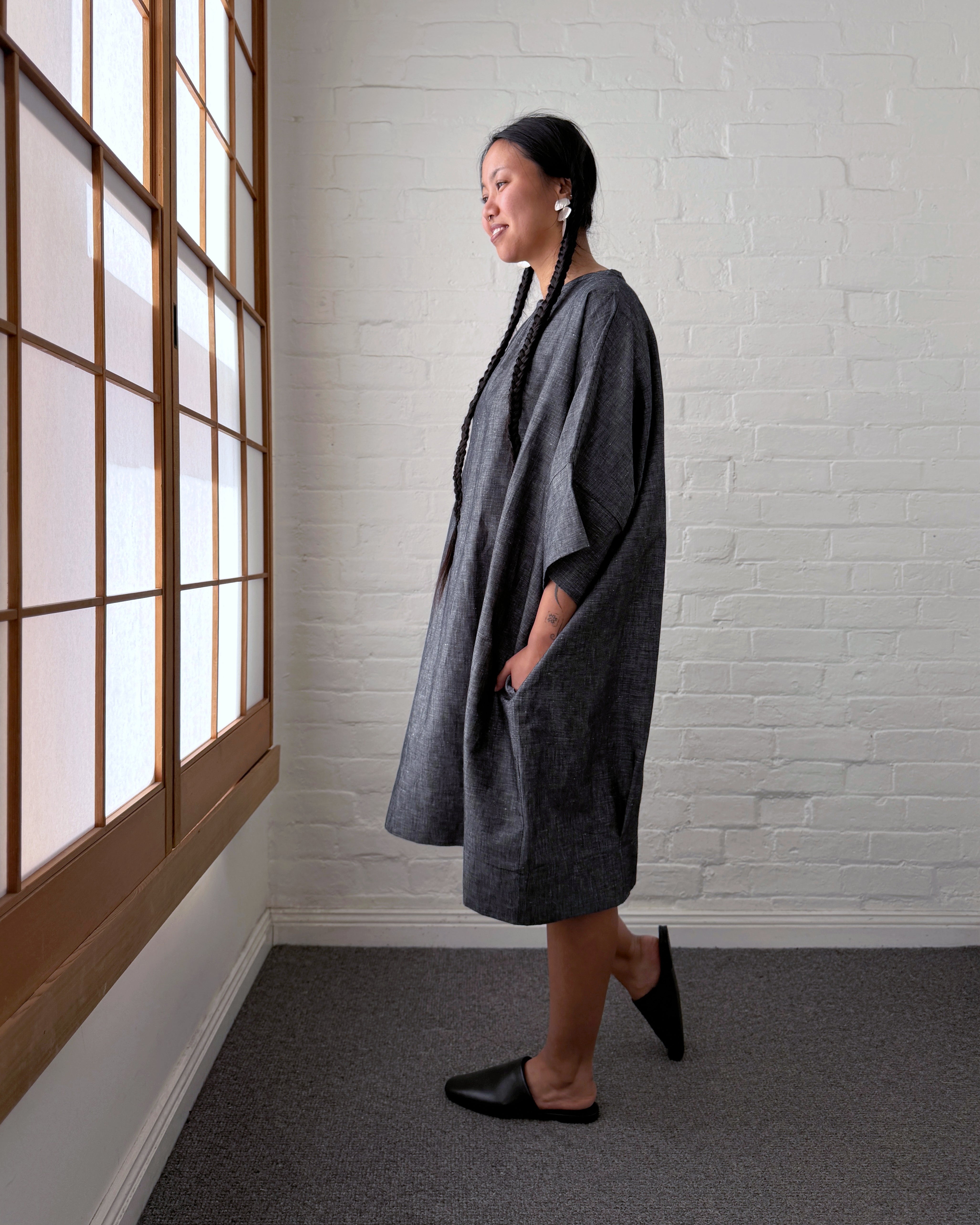 LJ struthers : charcoal cotton quadro dress