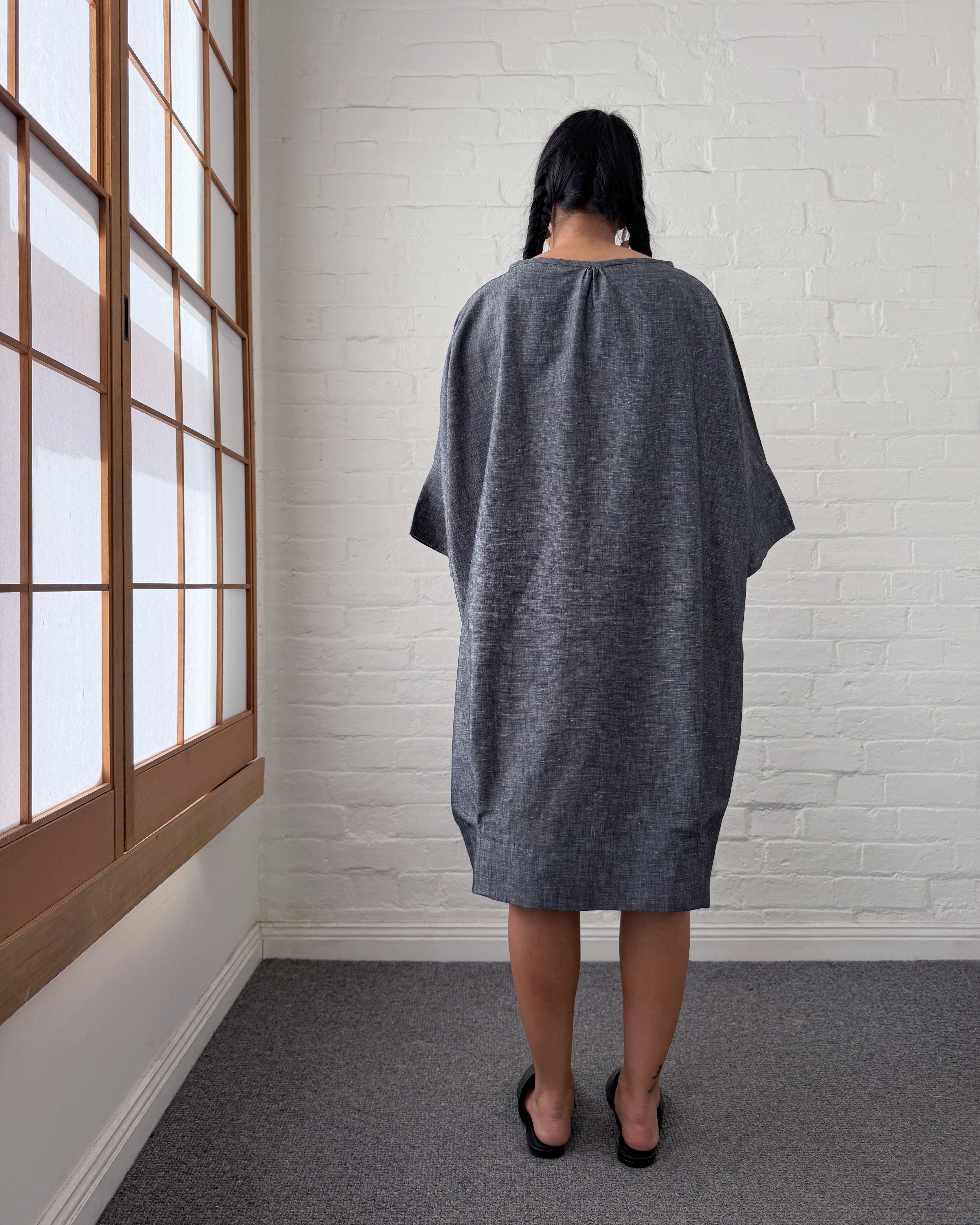 LJ struthers : charcoal cotton quadro dress