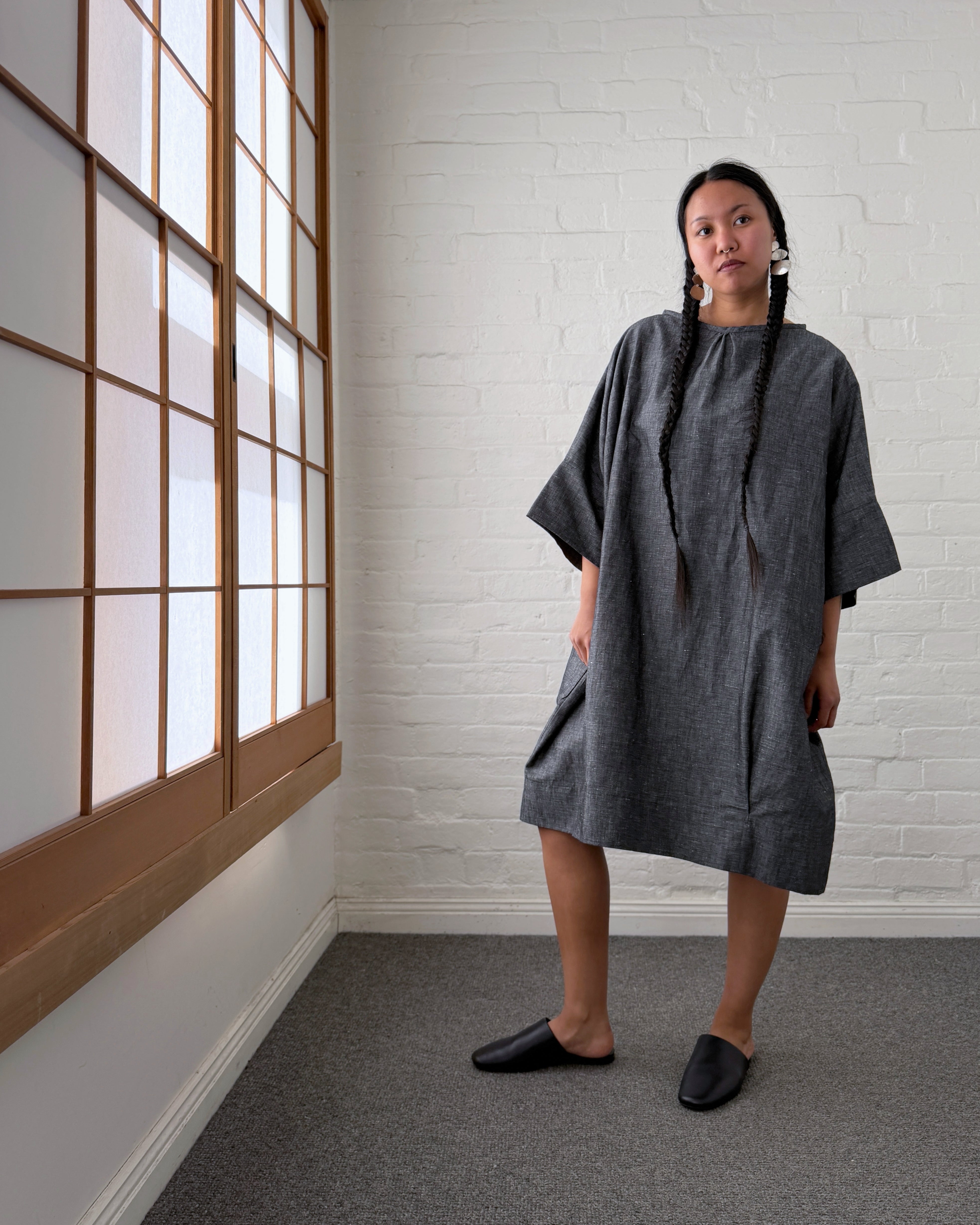 LJ struthers : charcoal cotton quadro dress