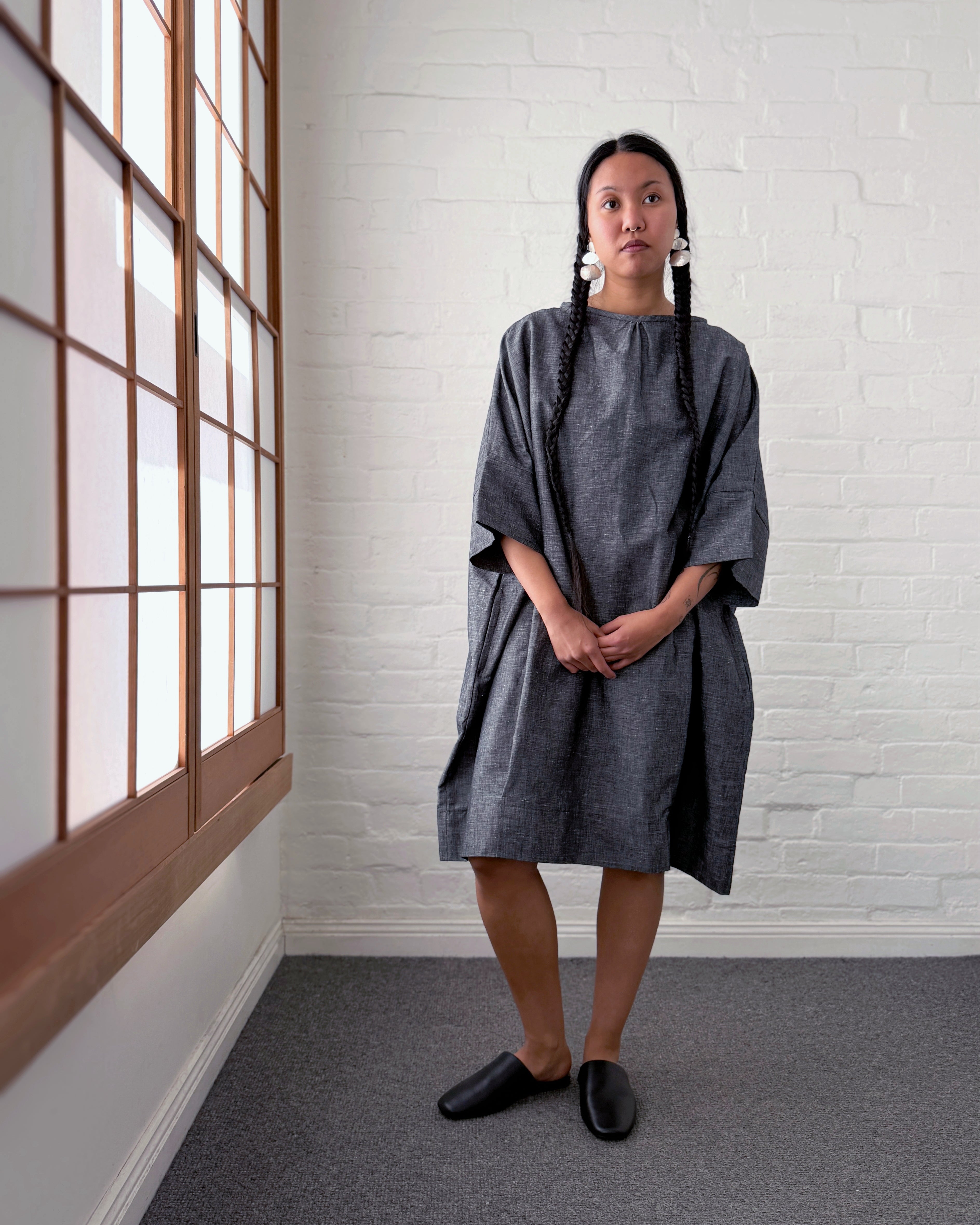 LJ struthers : charcoal cotton quadro dress