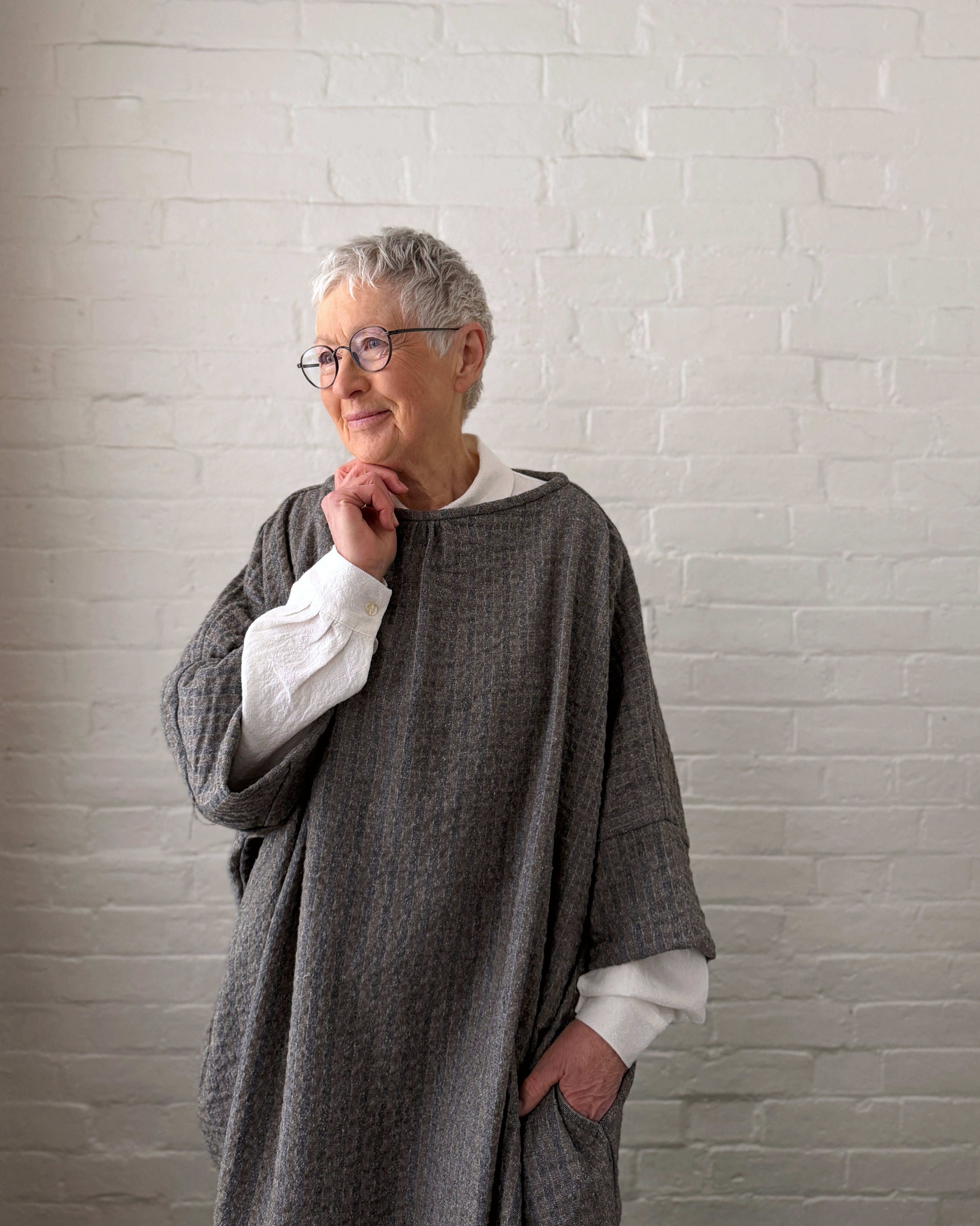 LJ struthers : wool cotton quadro dress