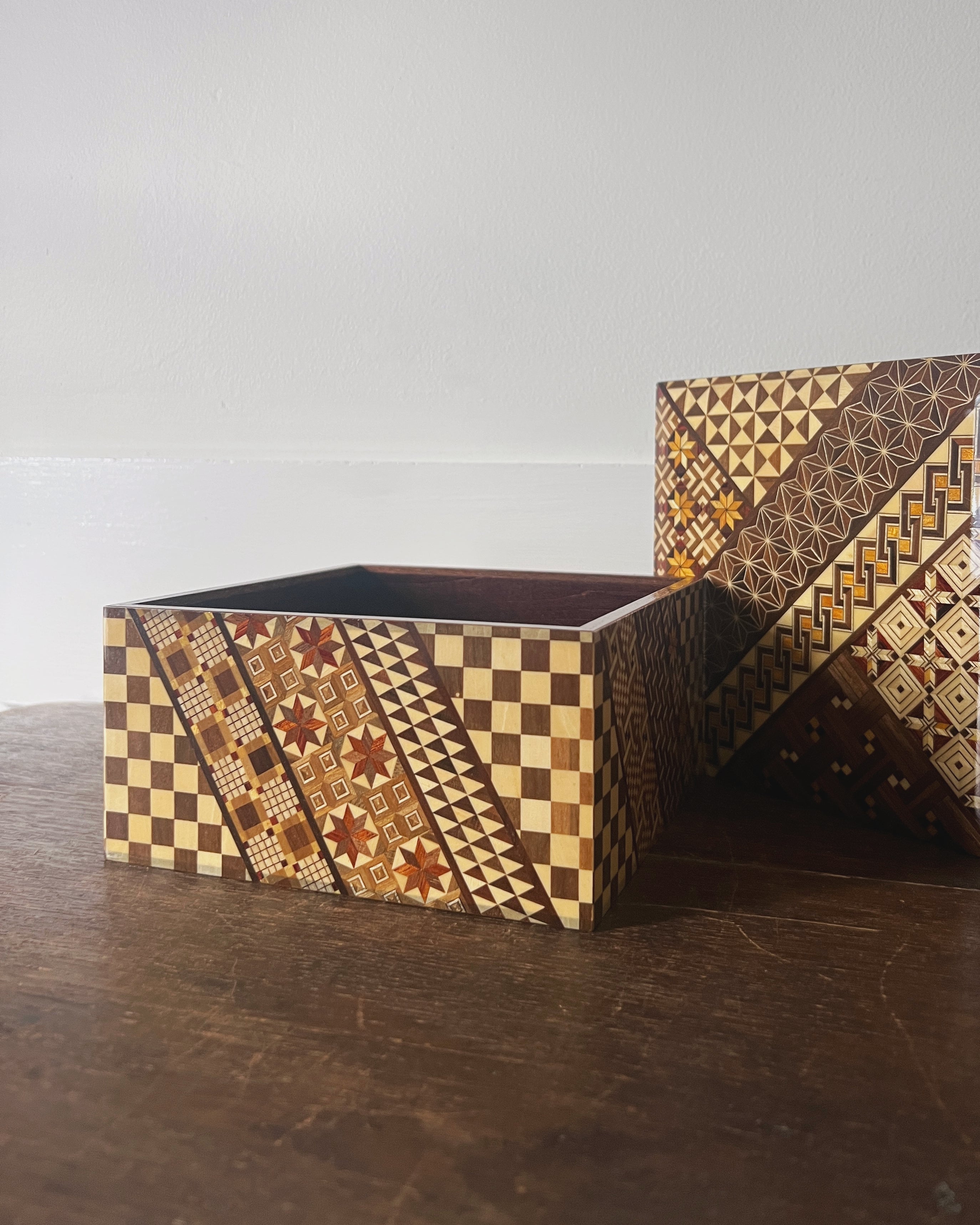 vintage marquetry plates & box