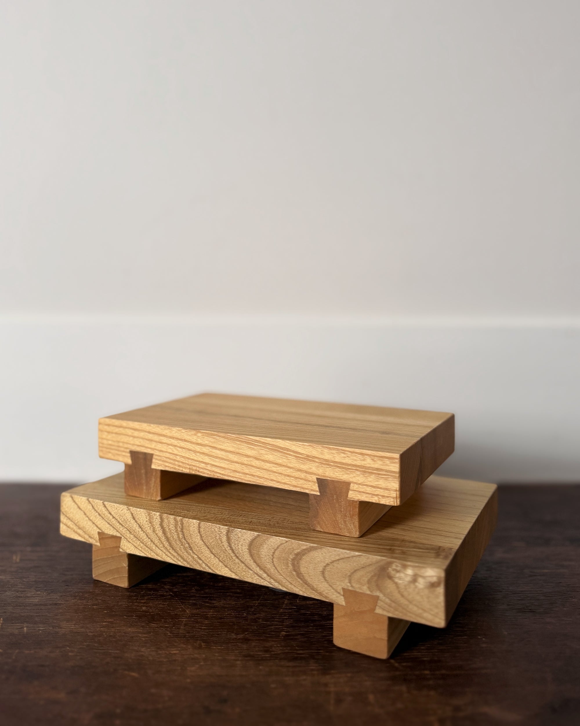 small wooden sushi serving stand