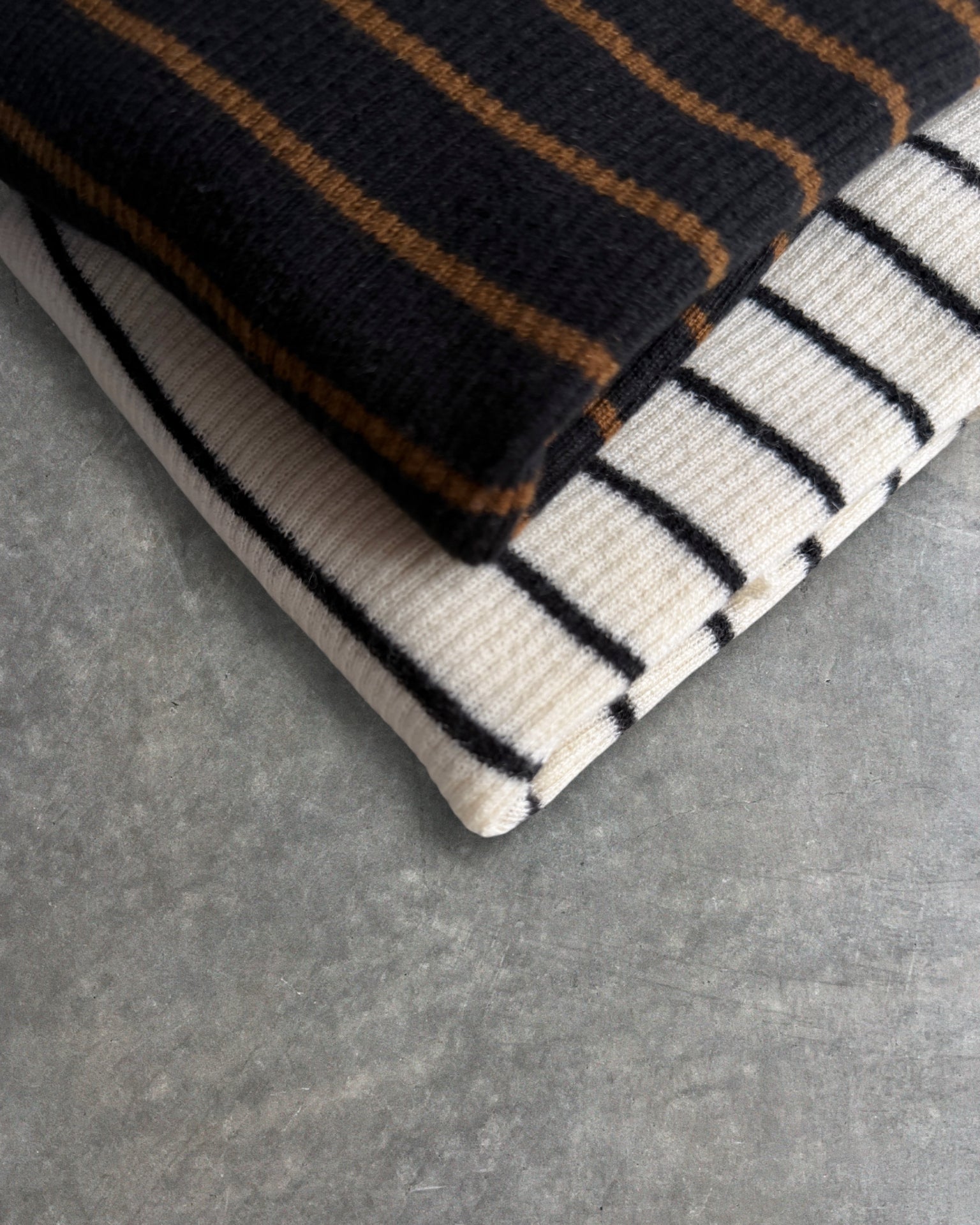 cashmerism : superfine cream and black ribbed stripe top