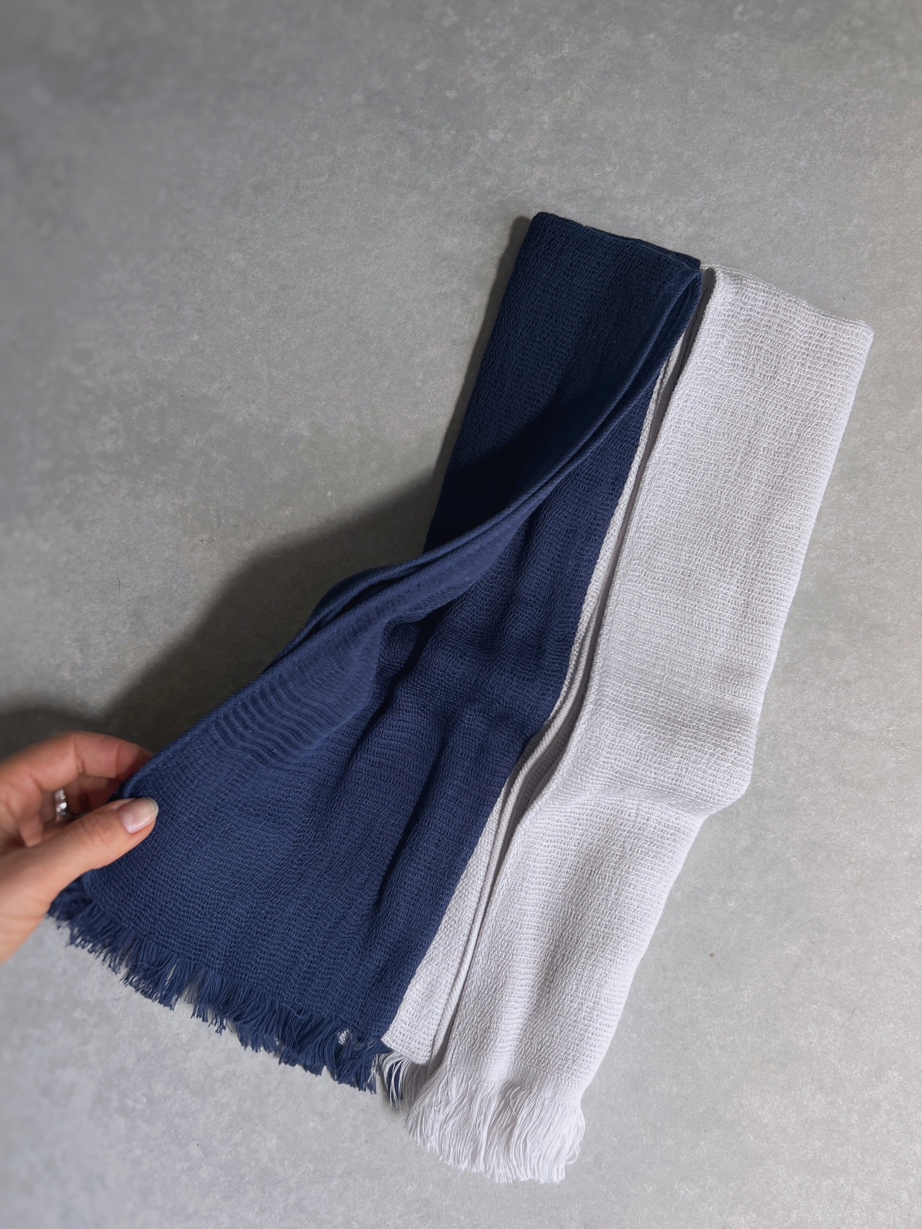 hac : cotton scarf in lapis & moonlight