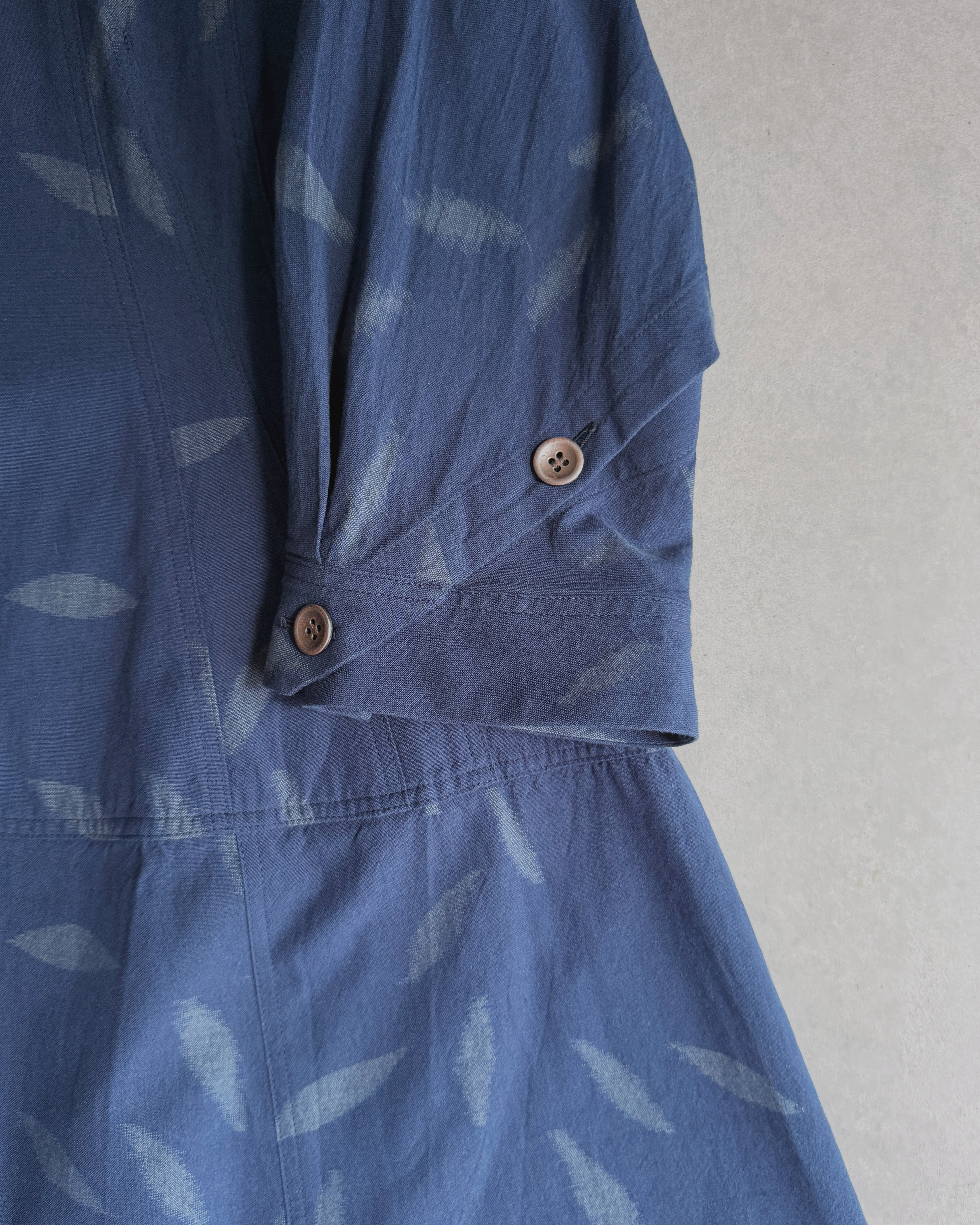 Kasuri : leaves long sleeve dress