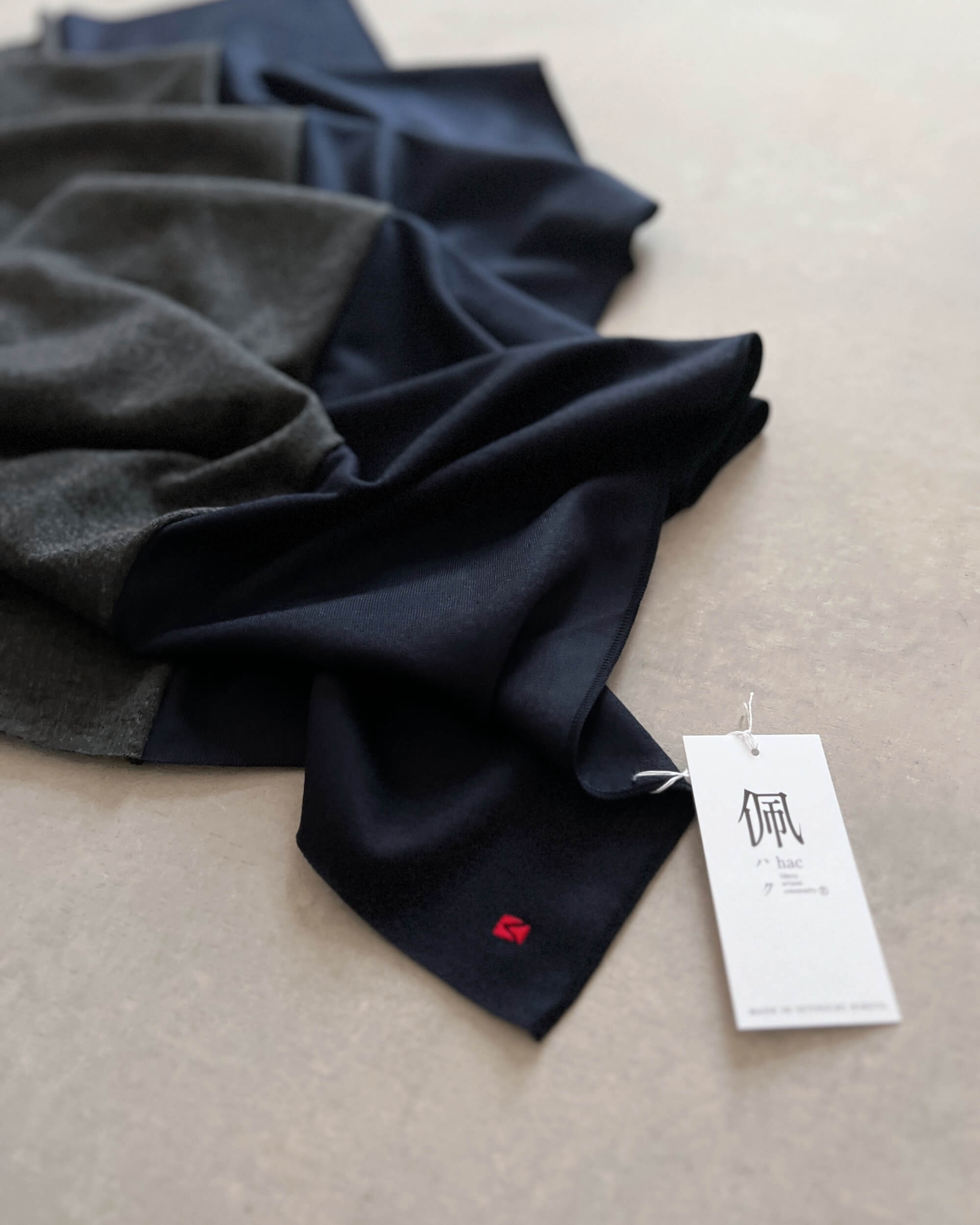 hand sewn wool scarf, made in japan