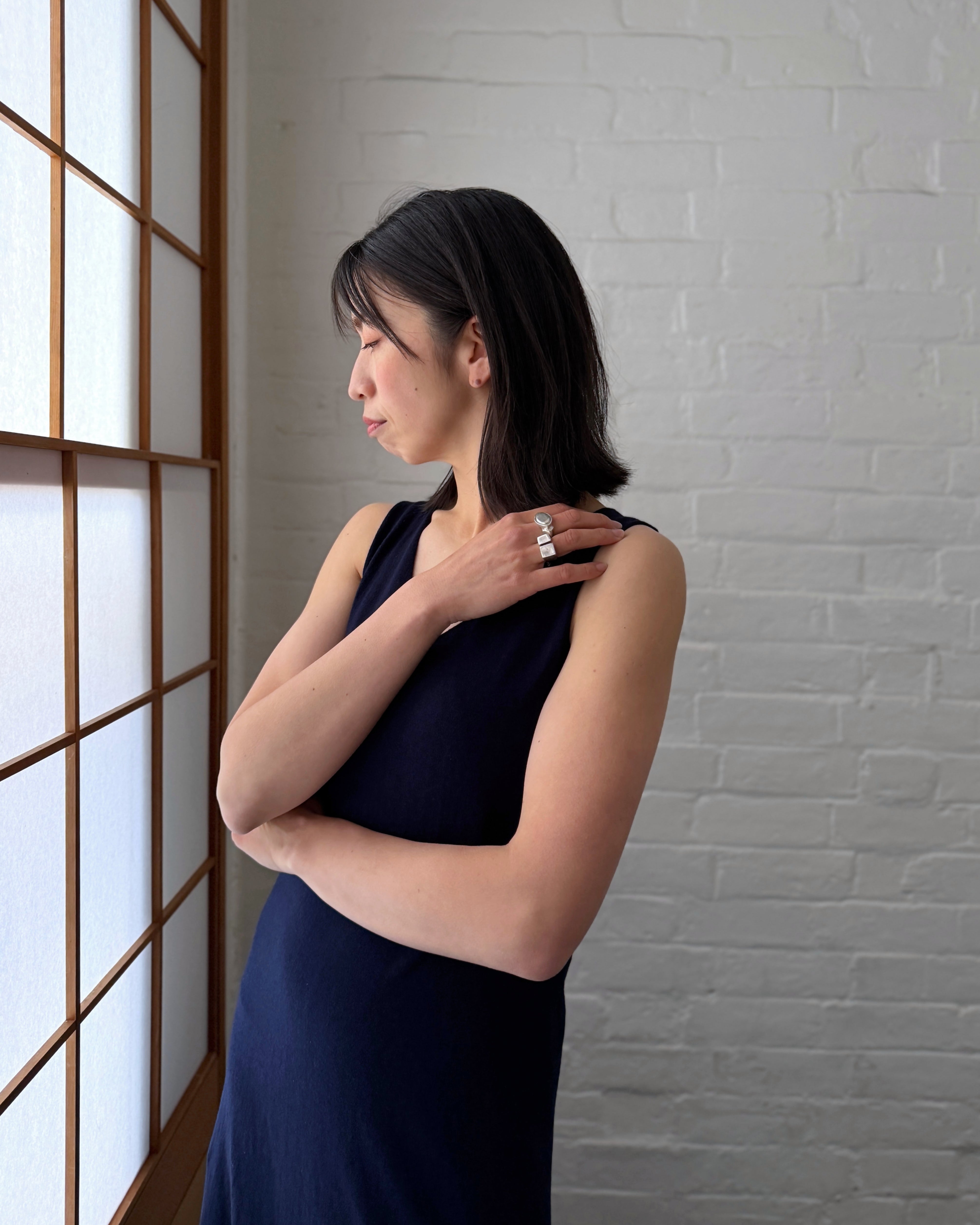 cashmerism : sorrento maxi slip dress in navy