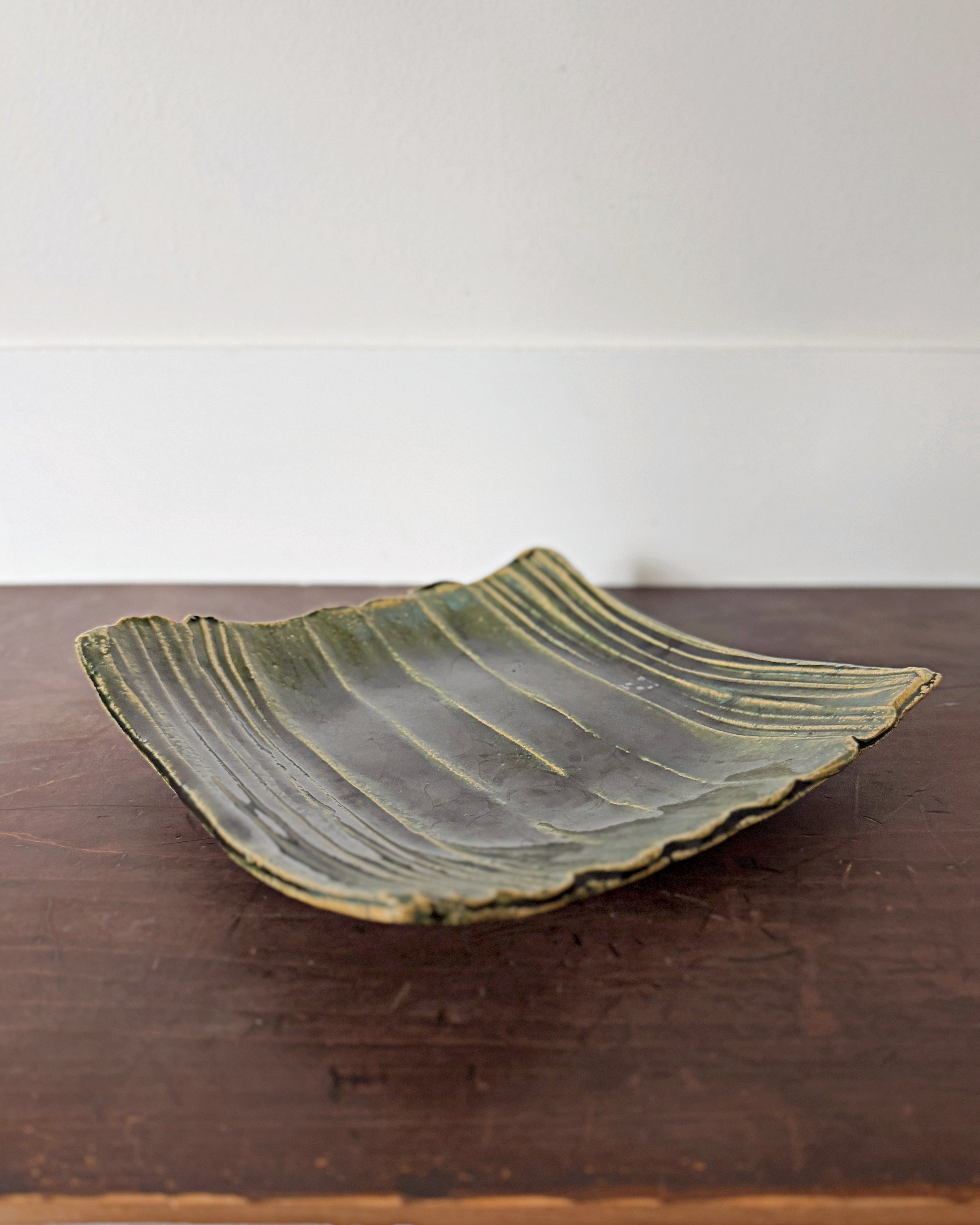 rokuro : oribe square ceramic plate