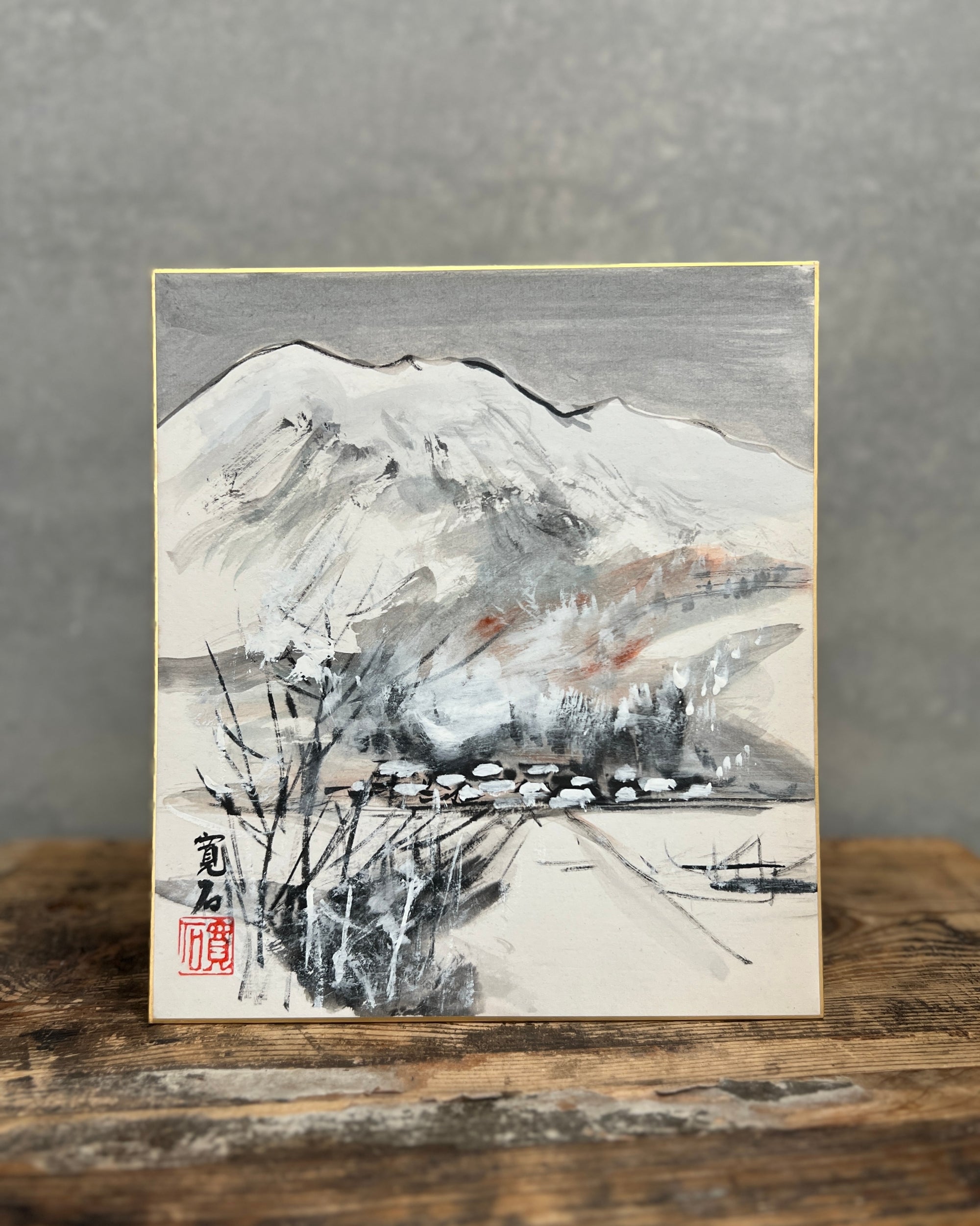 vintage japanese shikishi painting