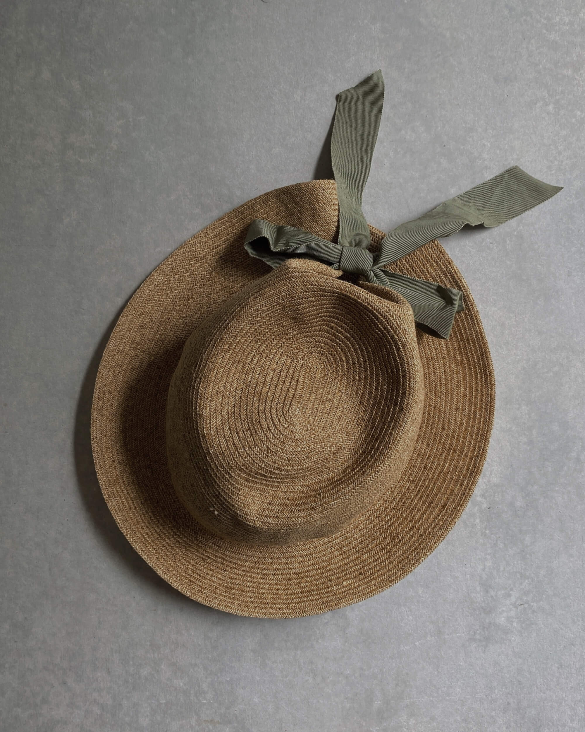 eritate : mimosa hat with sage ribbon