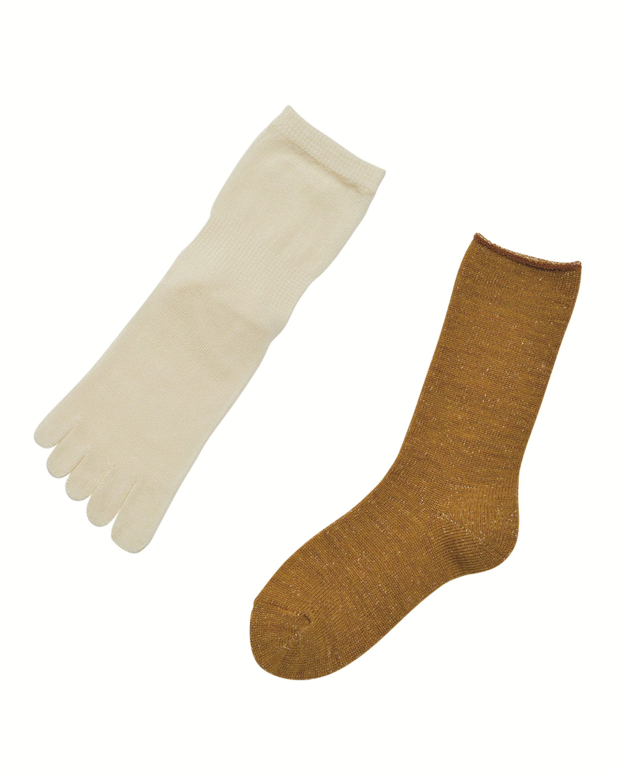 wool silk layered sock set by memeri japan