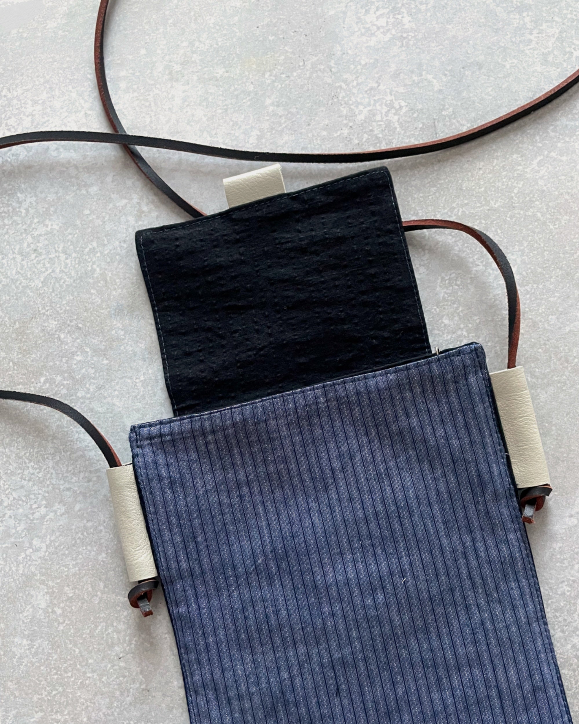 hand-sewn shoulder bag, made using japanese fabrics at the maker hobart