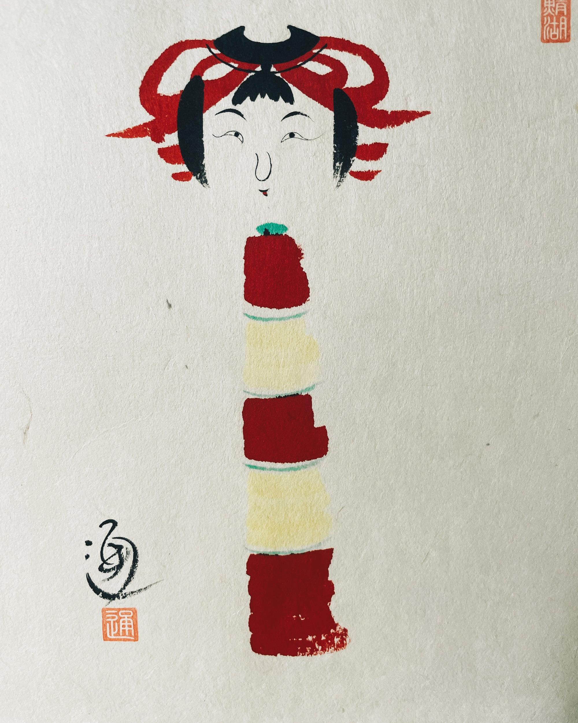 vintage kokeshi painting