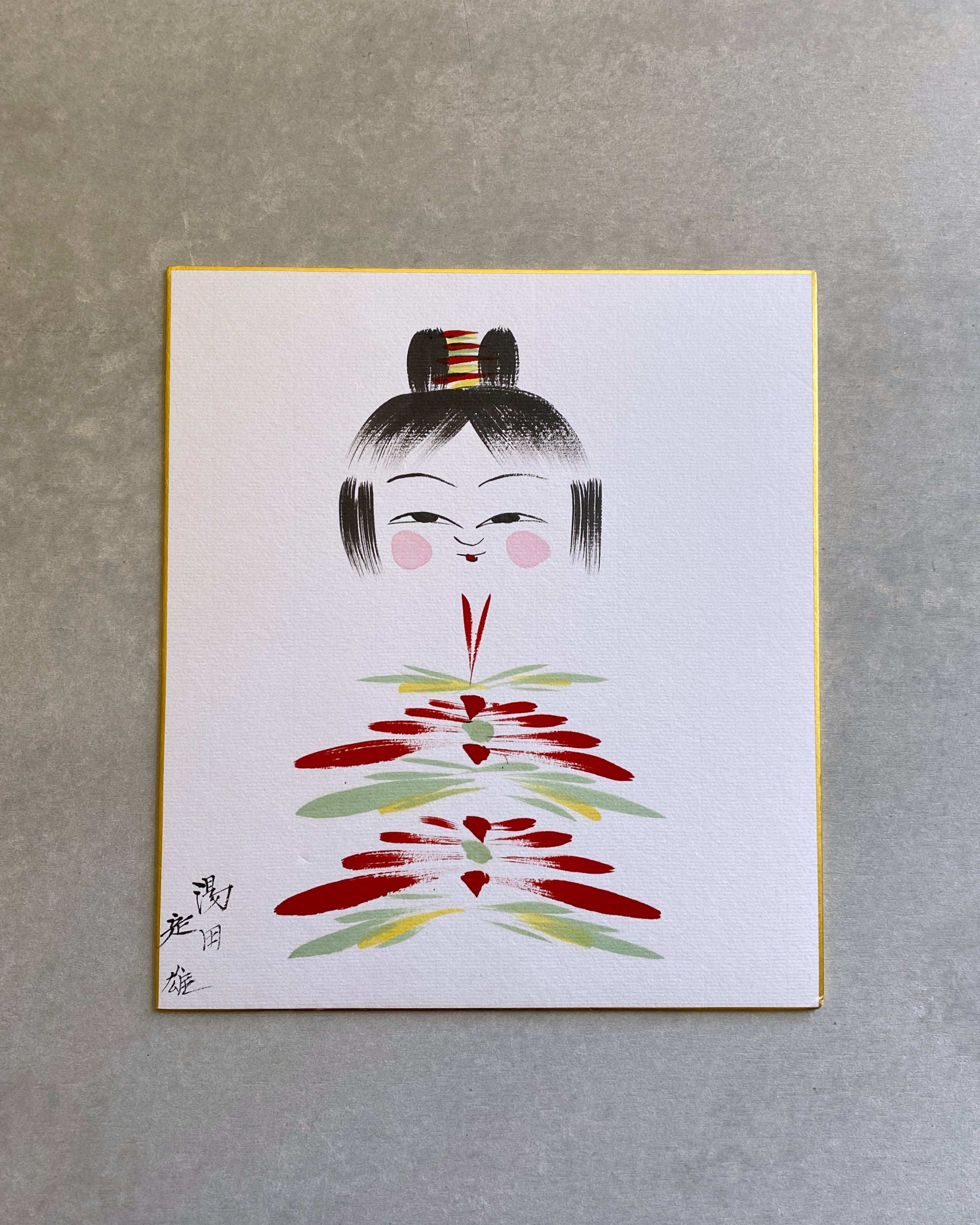 vintage kokeshi shikishi painting