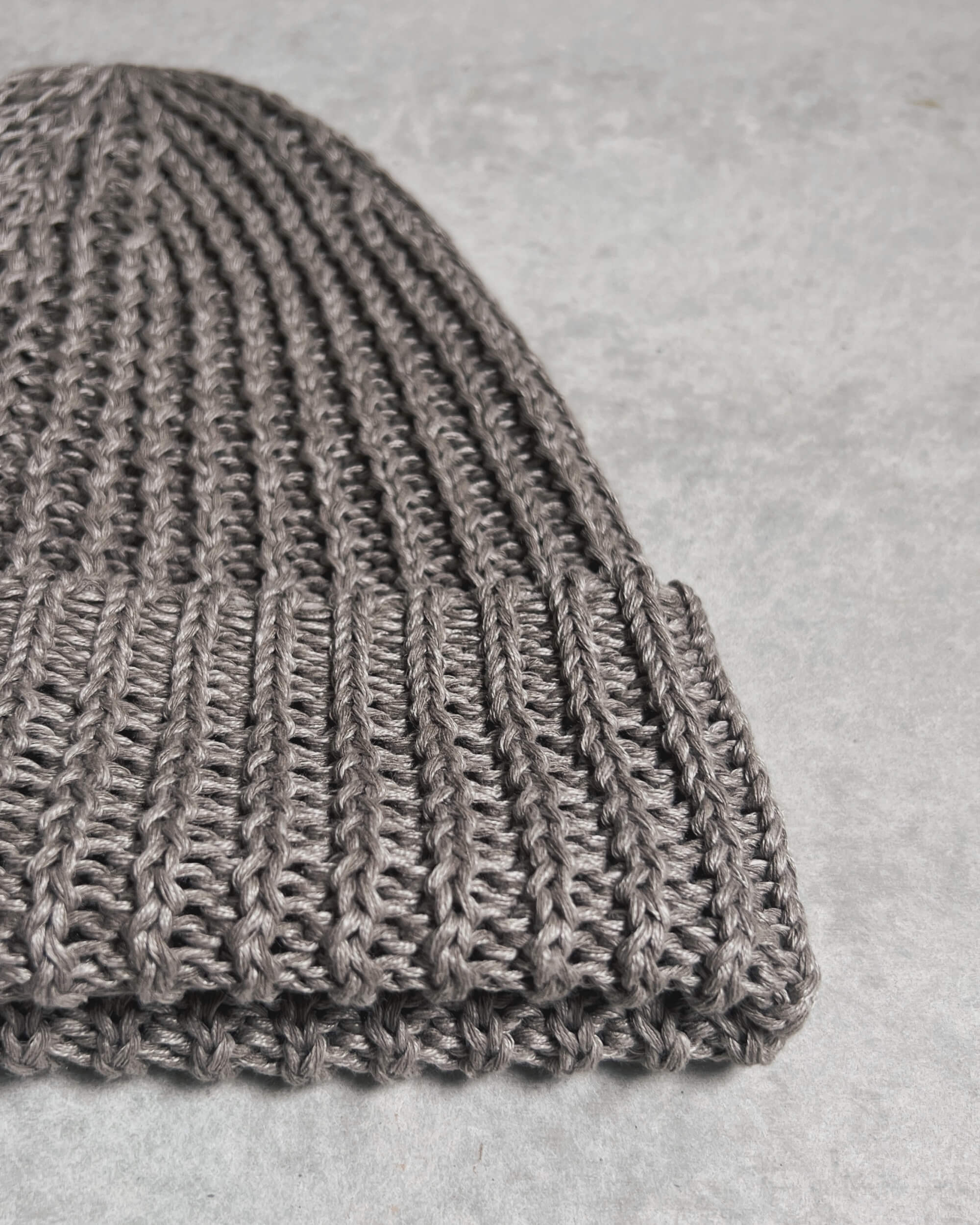 mature ha : linen & silk knit cap in woodsmoke