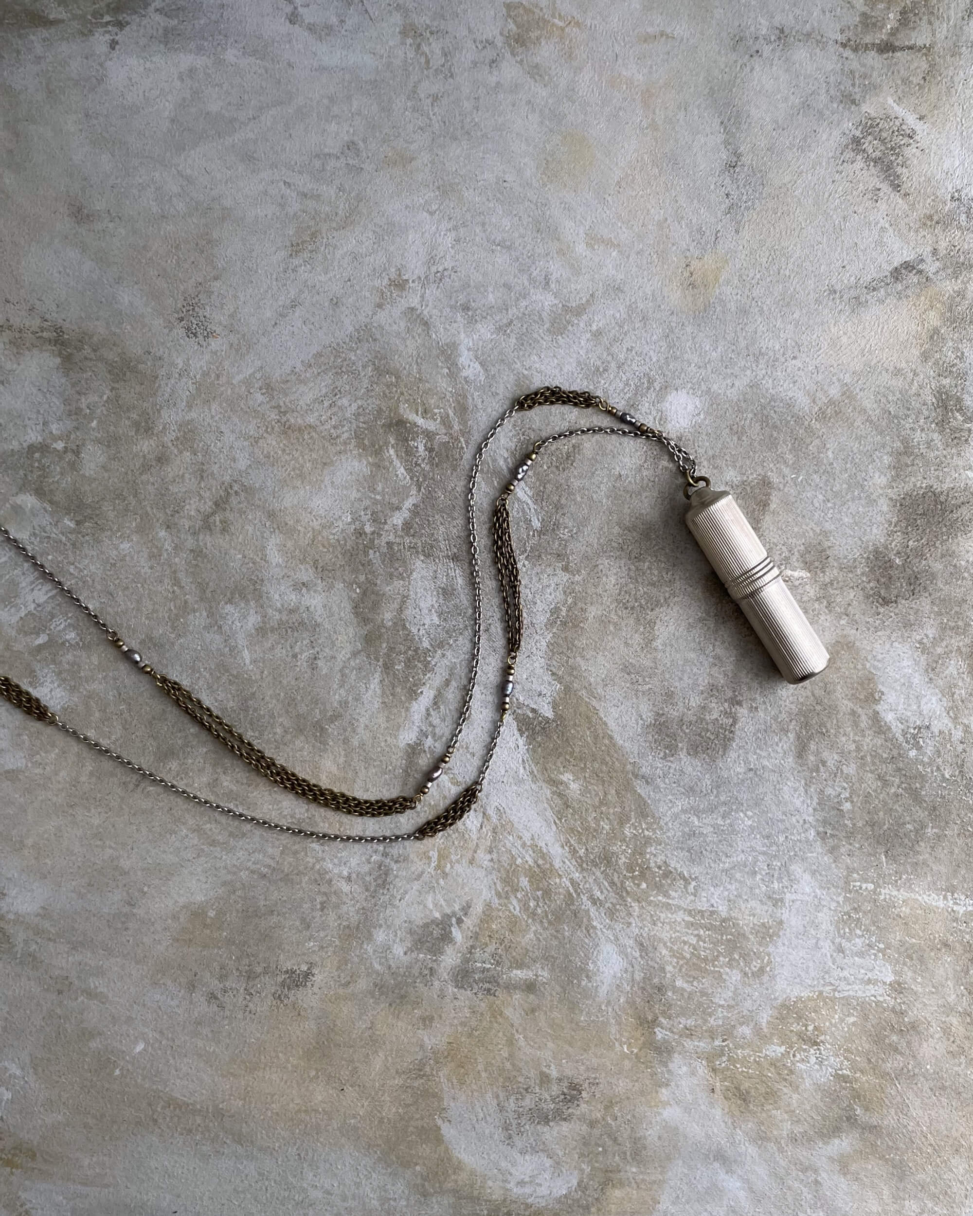 tabito : brass necklace with vintage chromed brass case pendant
