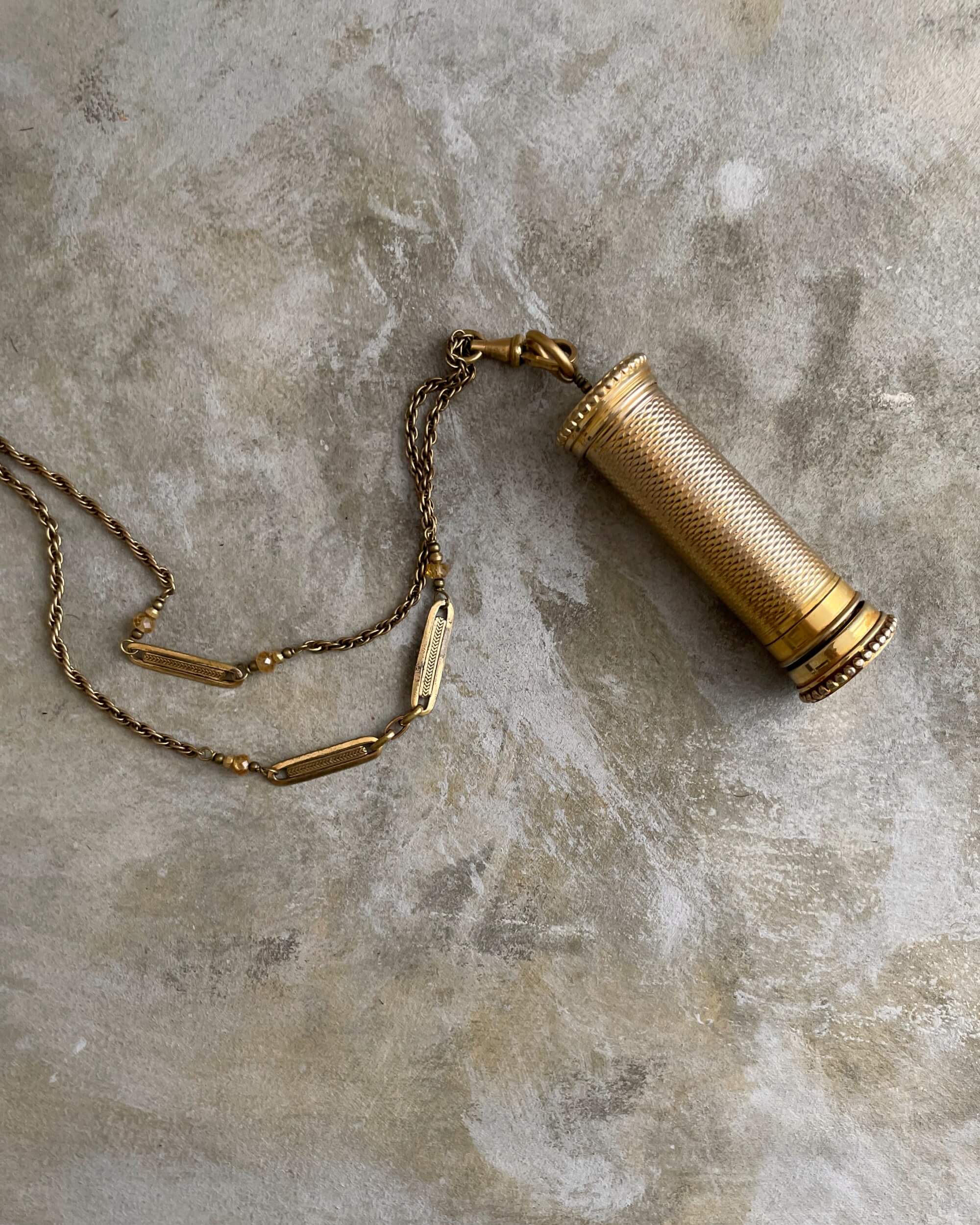 tabito : brass necklace with vintage perfume atomiser pendant
